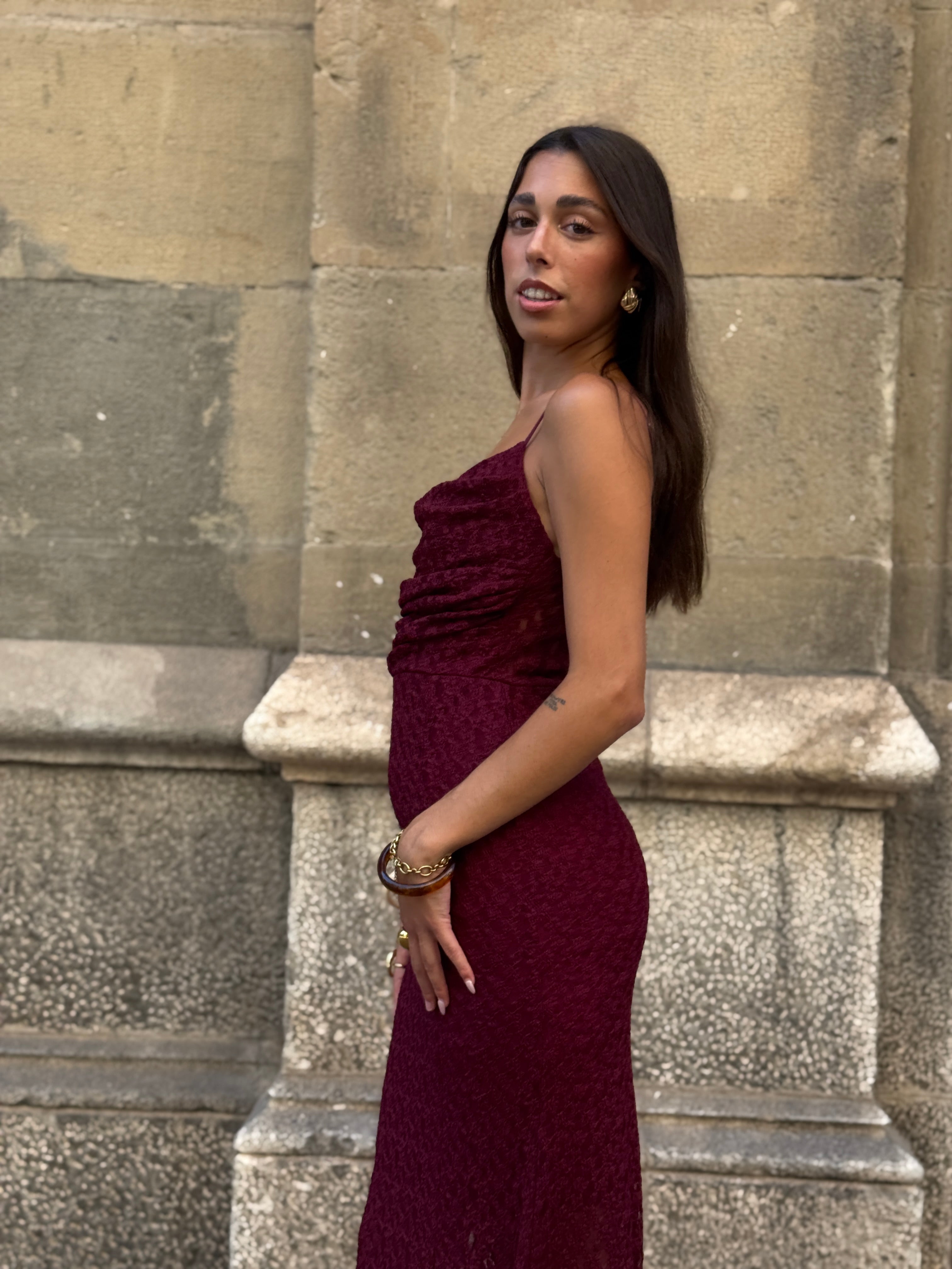 Vestido drapeado blonda Elisa