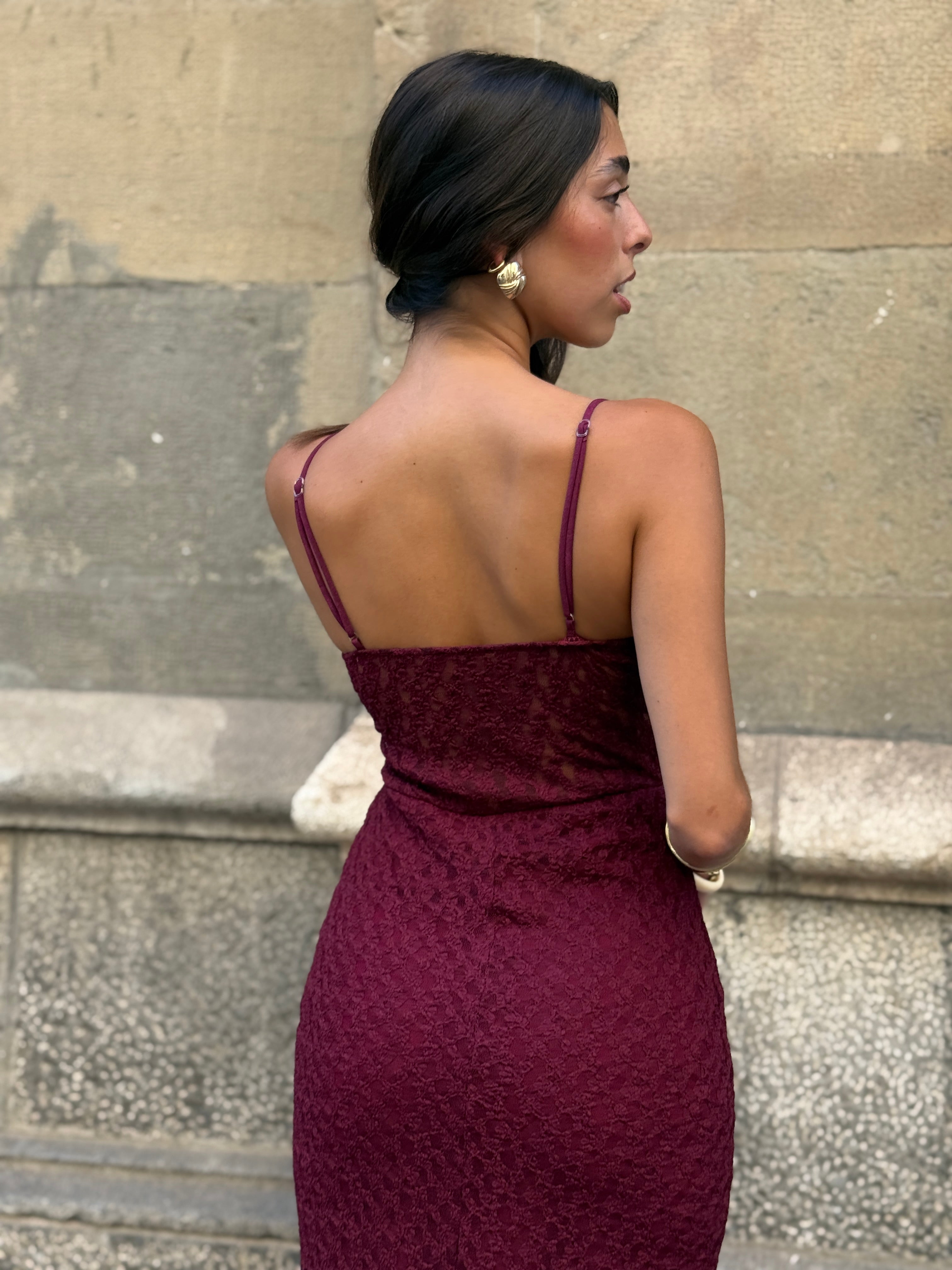 Vestido drapeado blonda Elisa