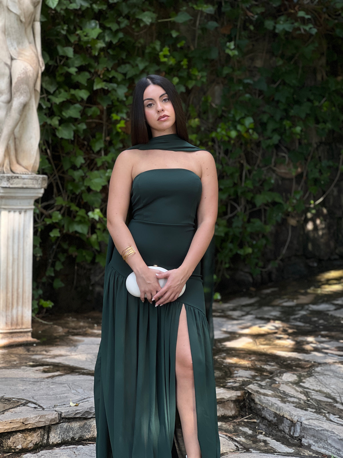 Vestito asimmetrico a mantella Siena