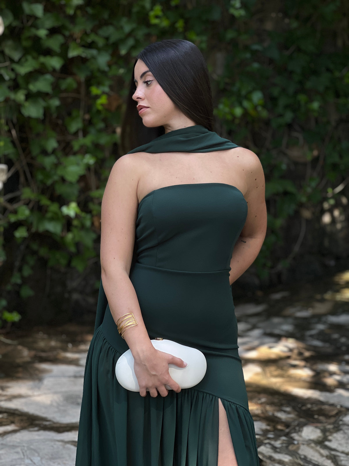 Vestito asimmetrico a mantella Siena