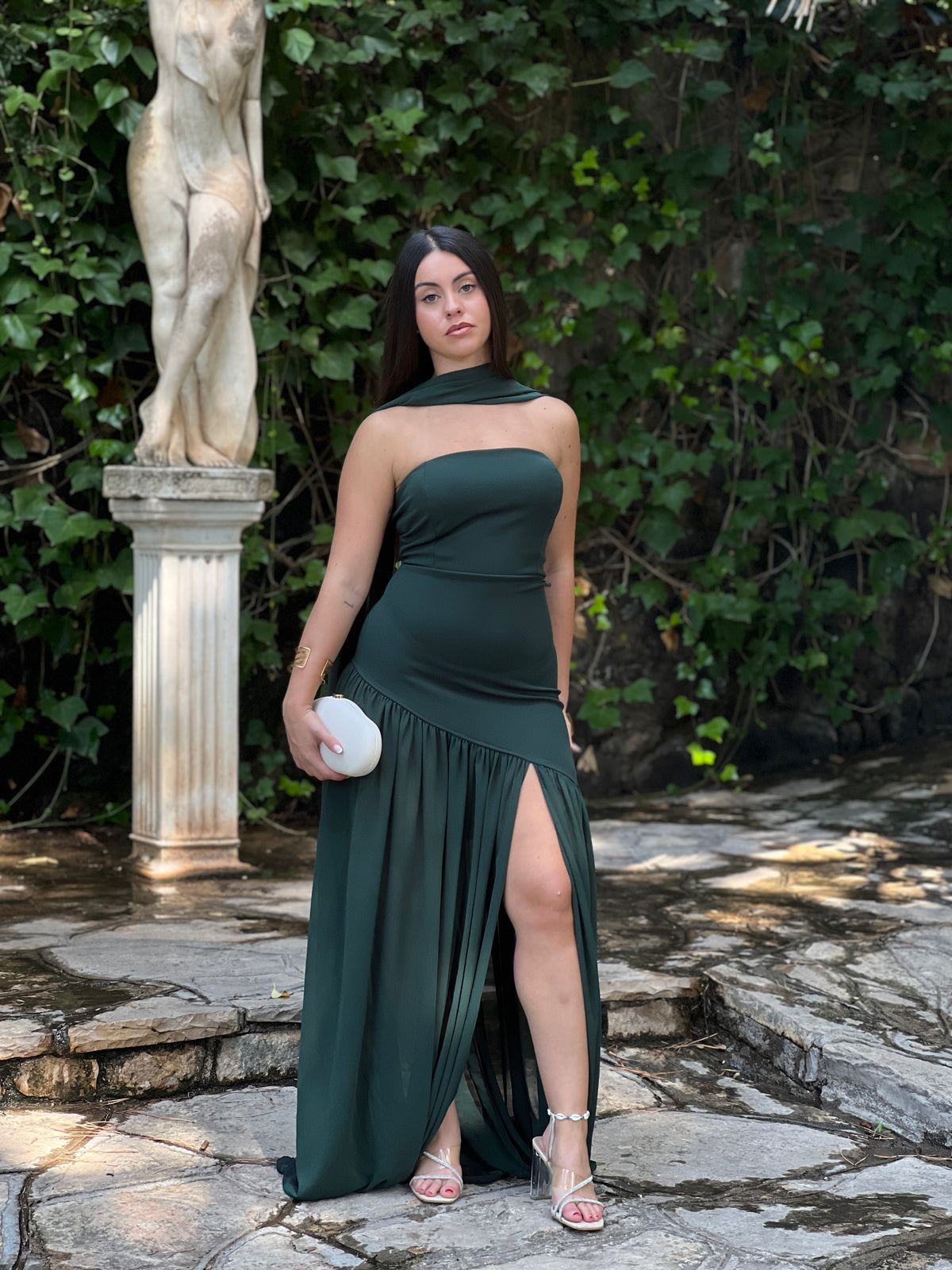 Vestito asimmetrico a mantella Siena
