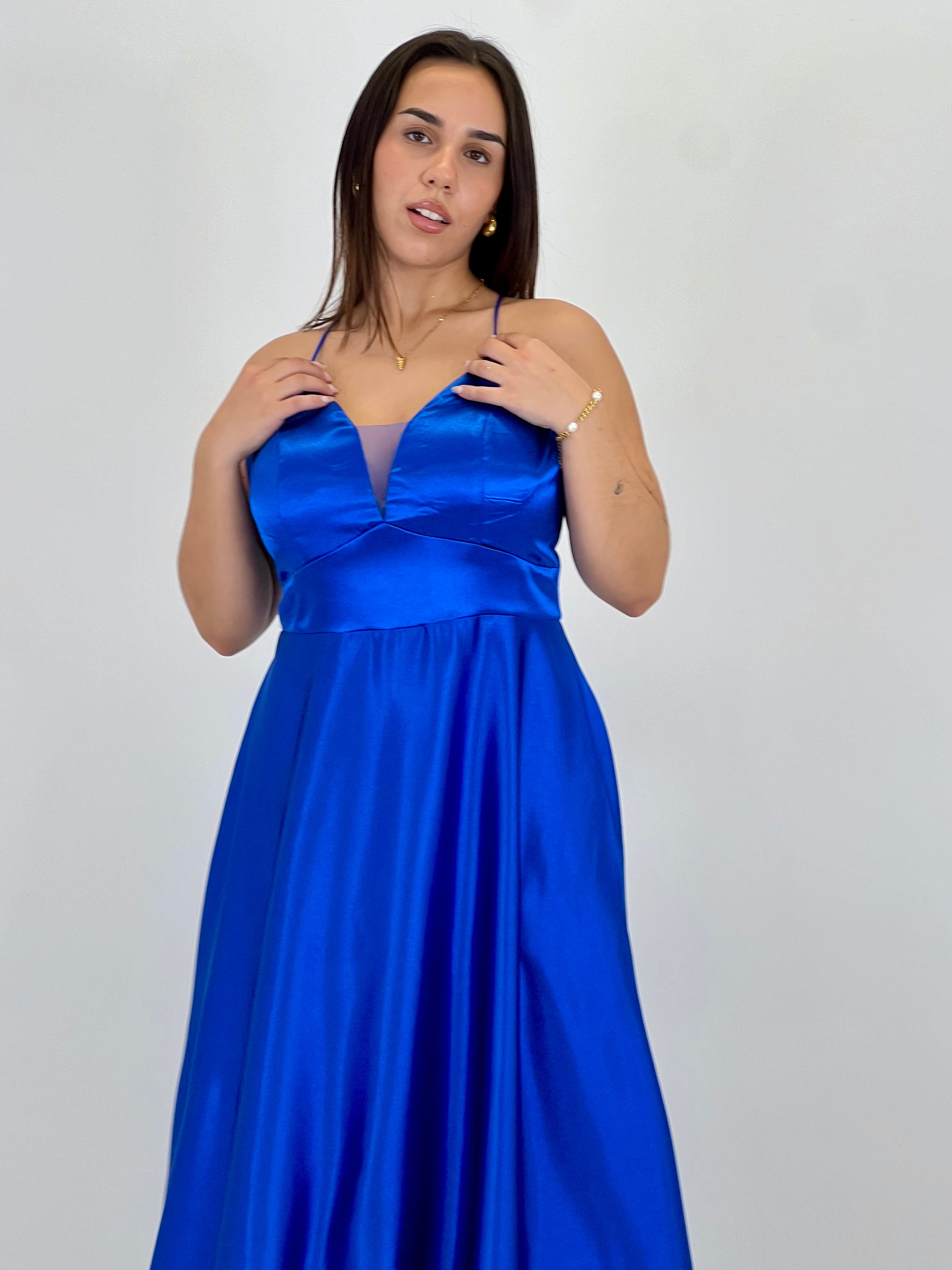 Vestido raso ceremonia Emma