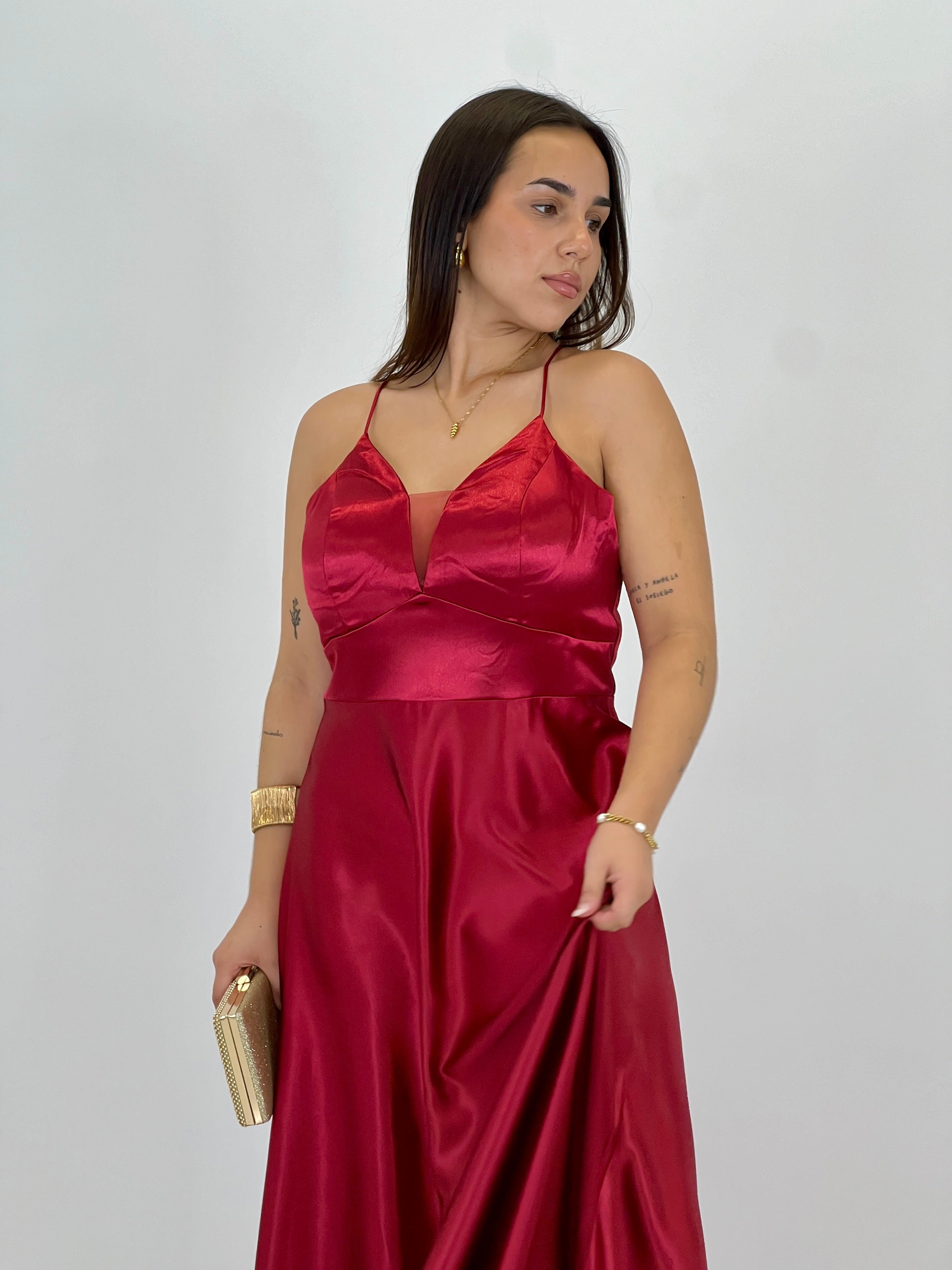 Vestido raso ceremonia Emma