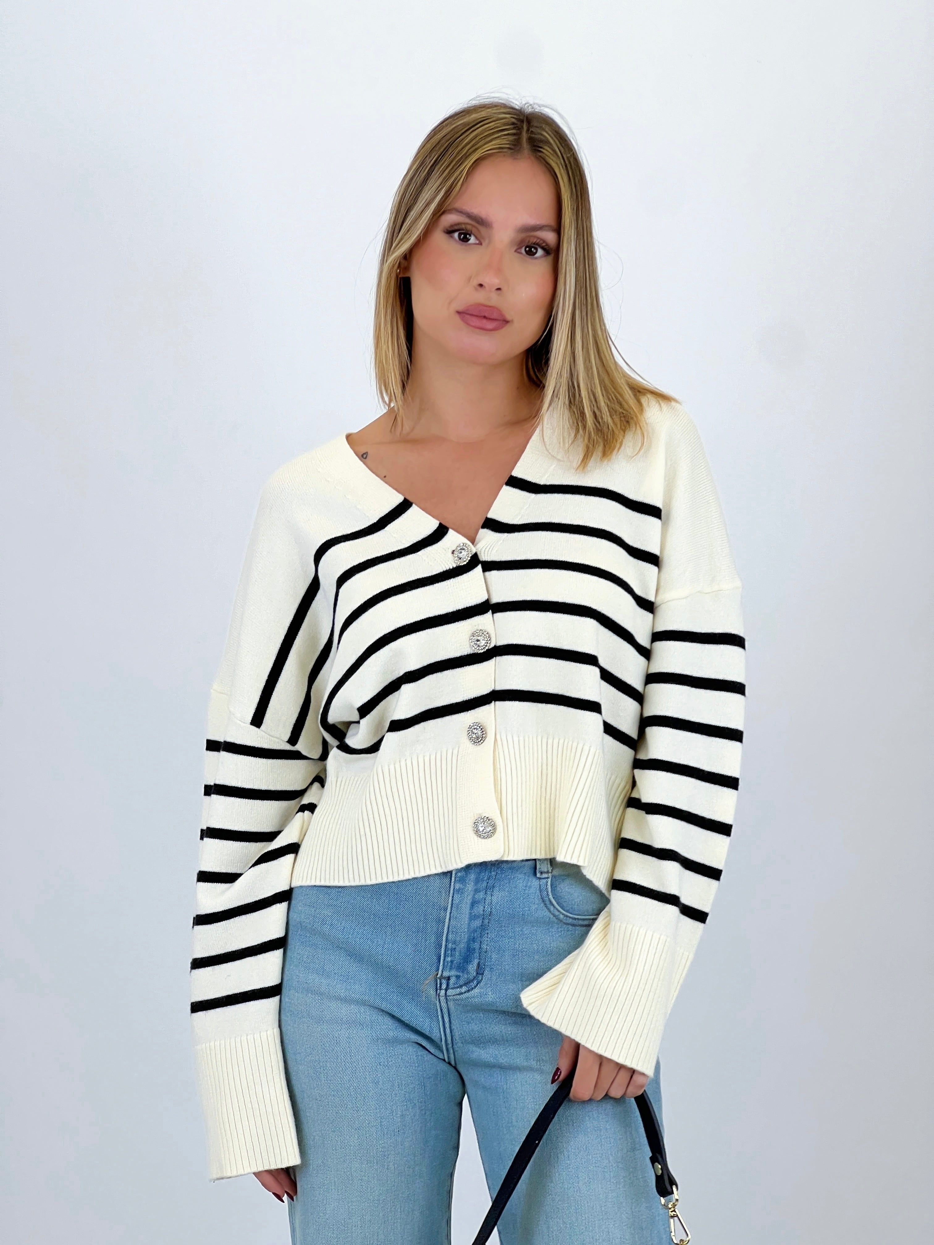 Striped jacket with buttons