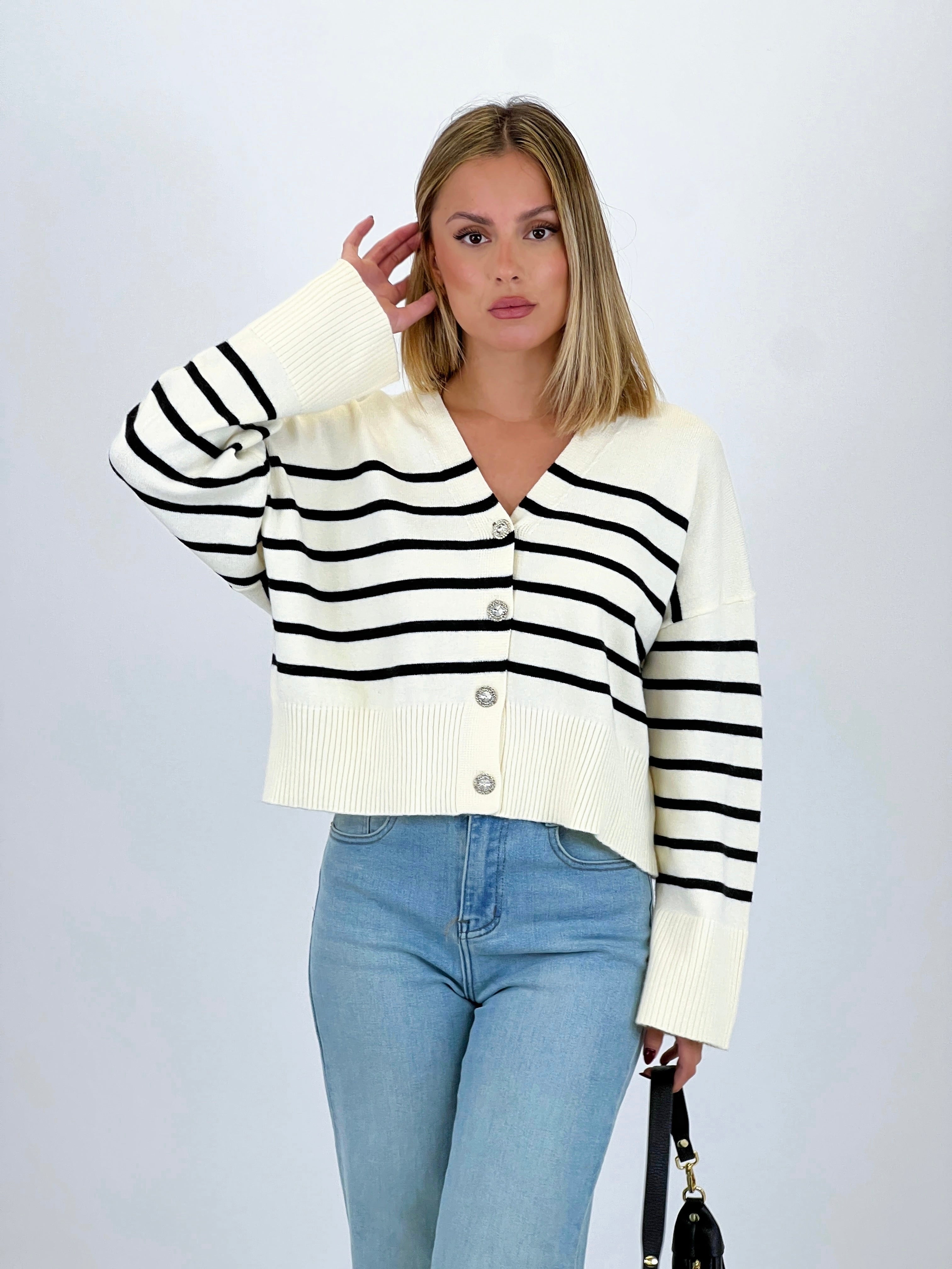 Striped jacket with buttons