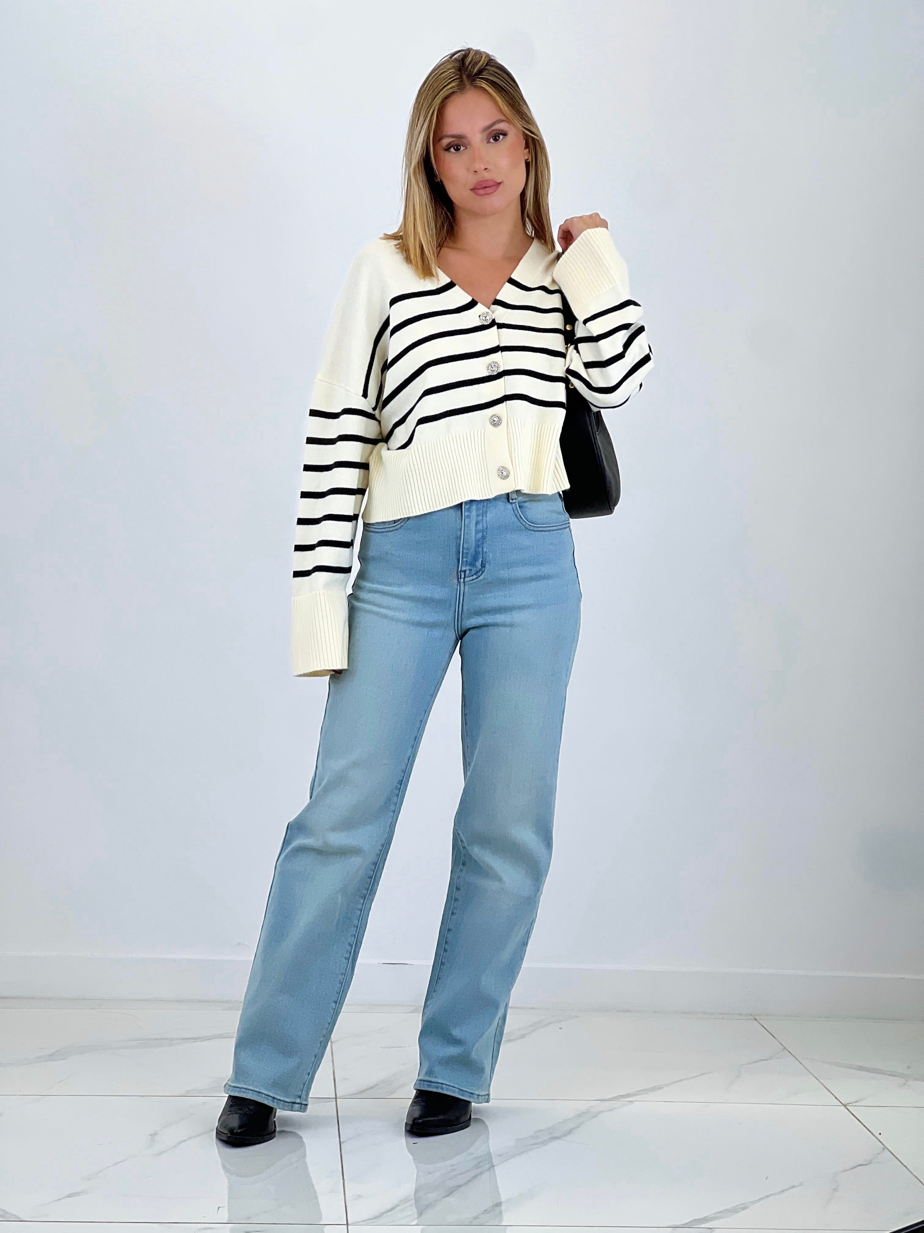 Striped jacket with buttons