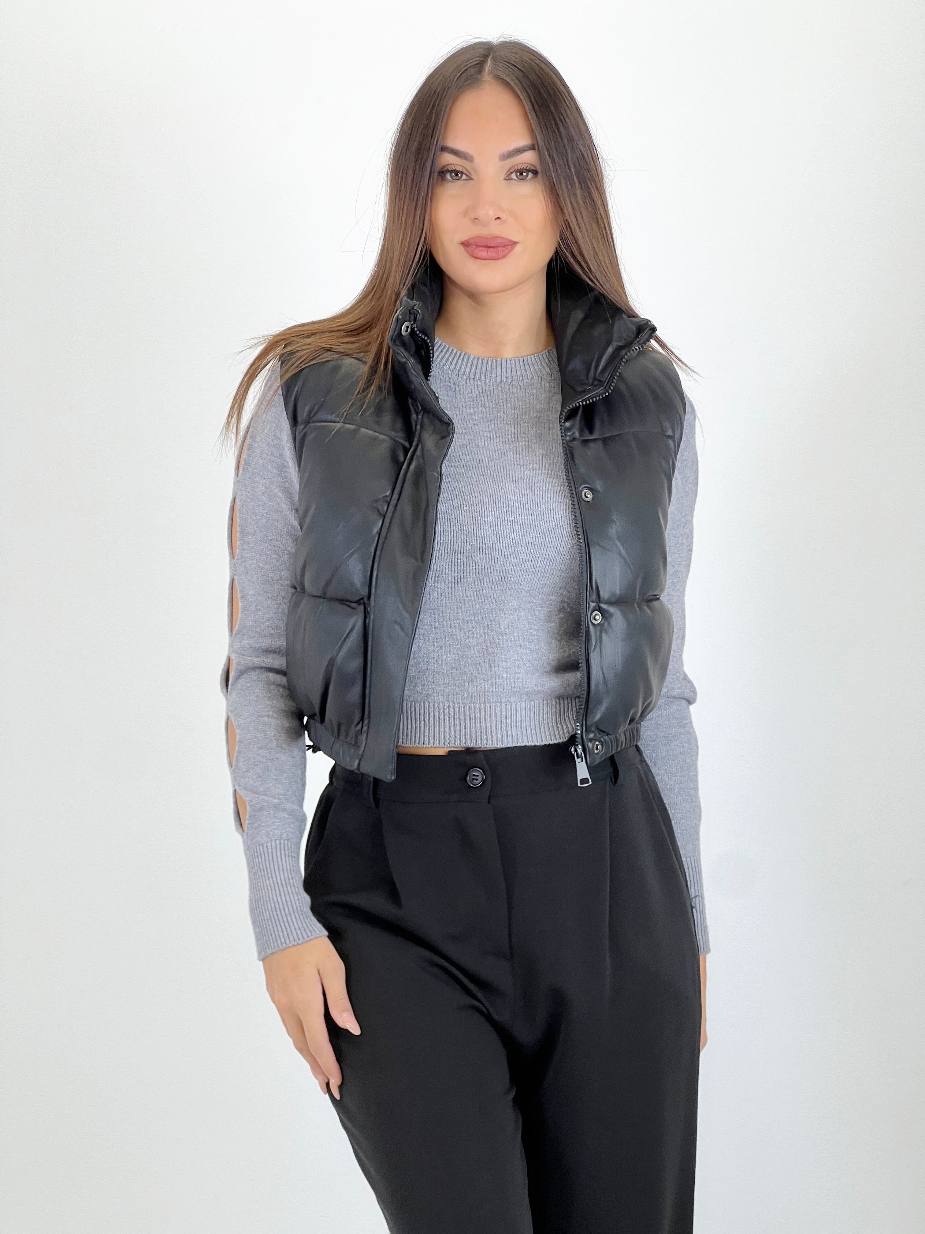 Gilet imbottito effetto pelle