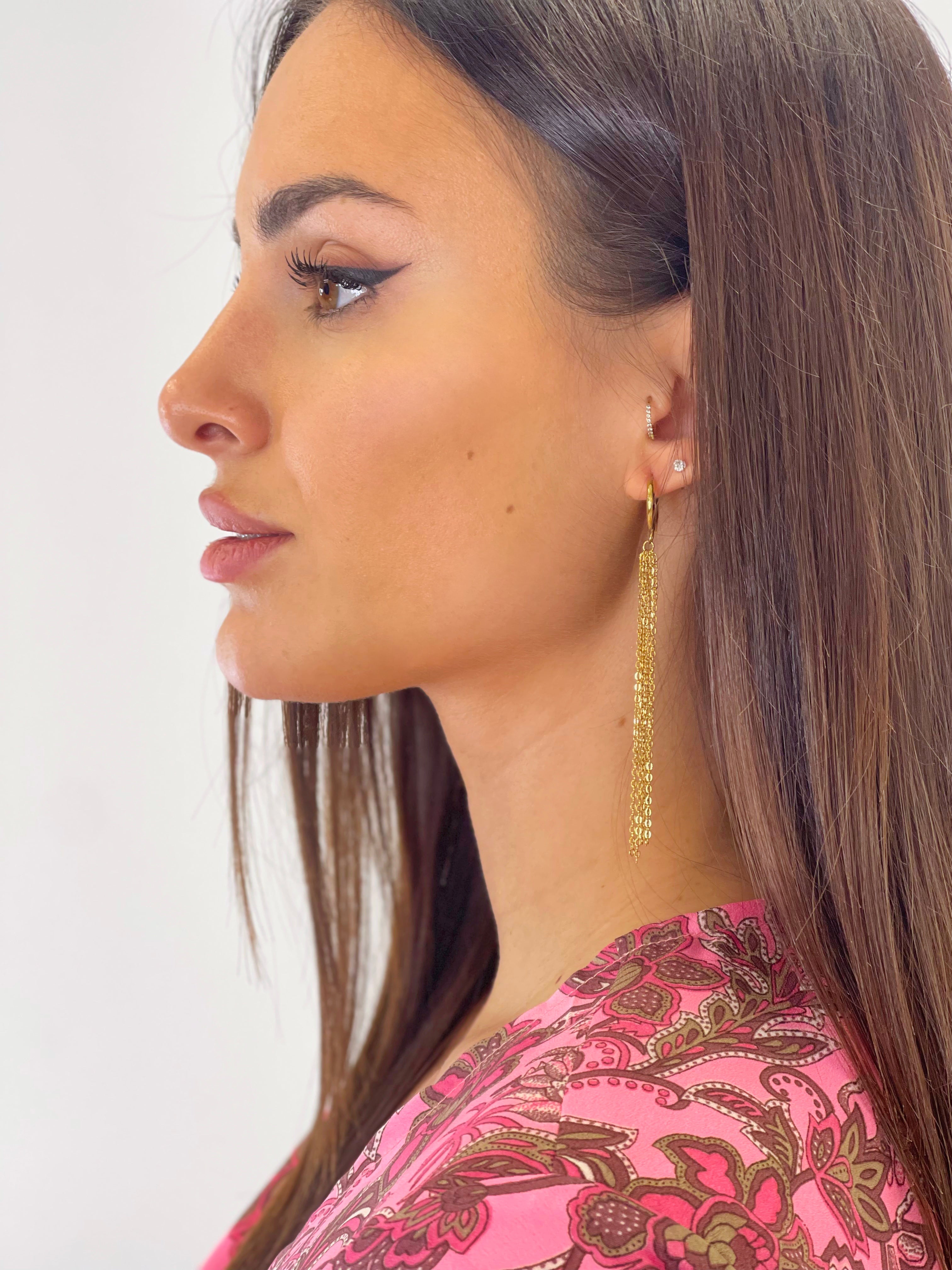 Arracades d'aro amb cadenes