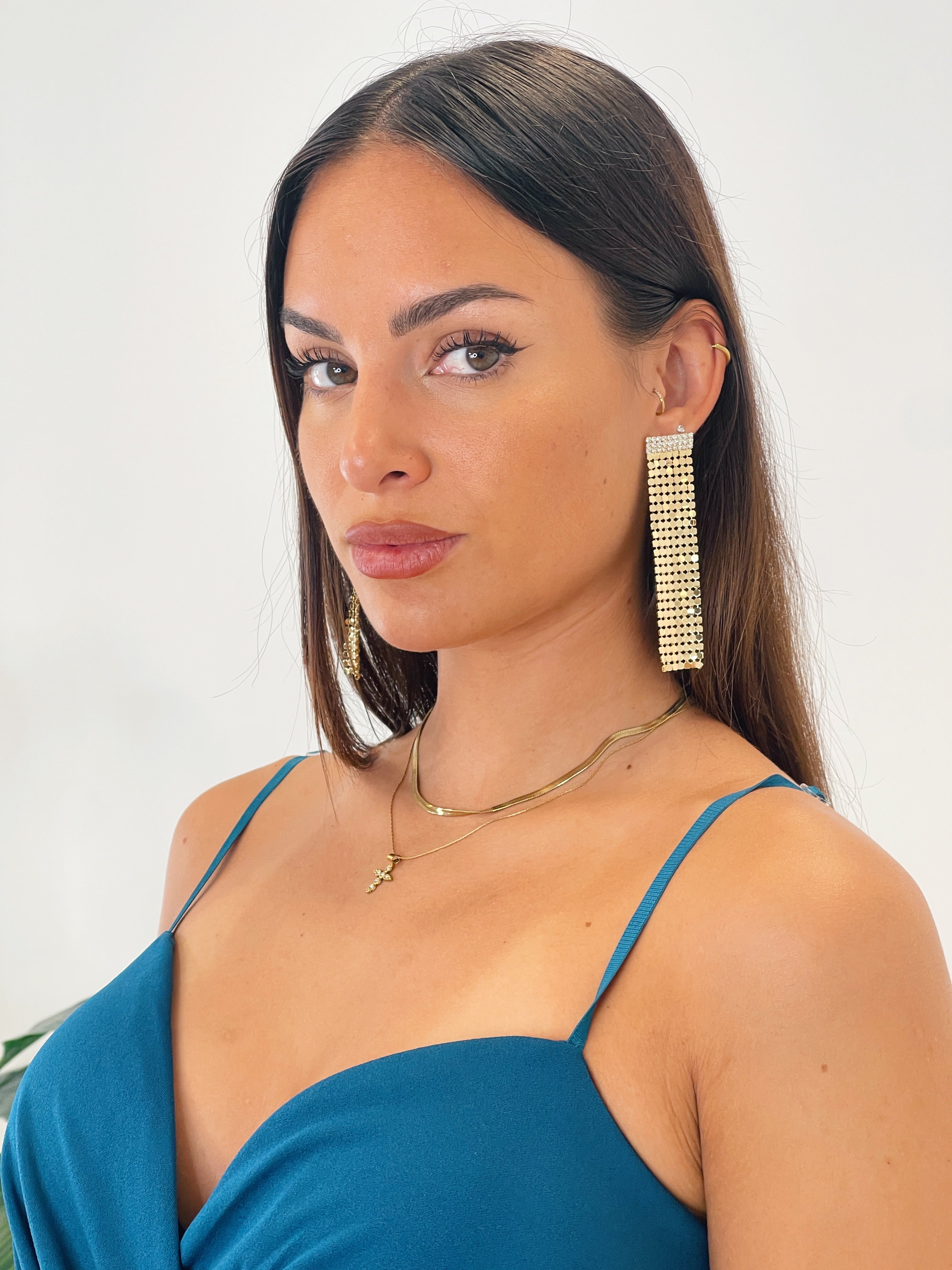 Pendientes cortina pedrería