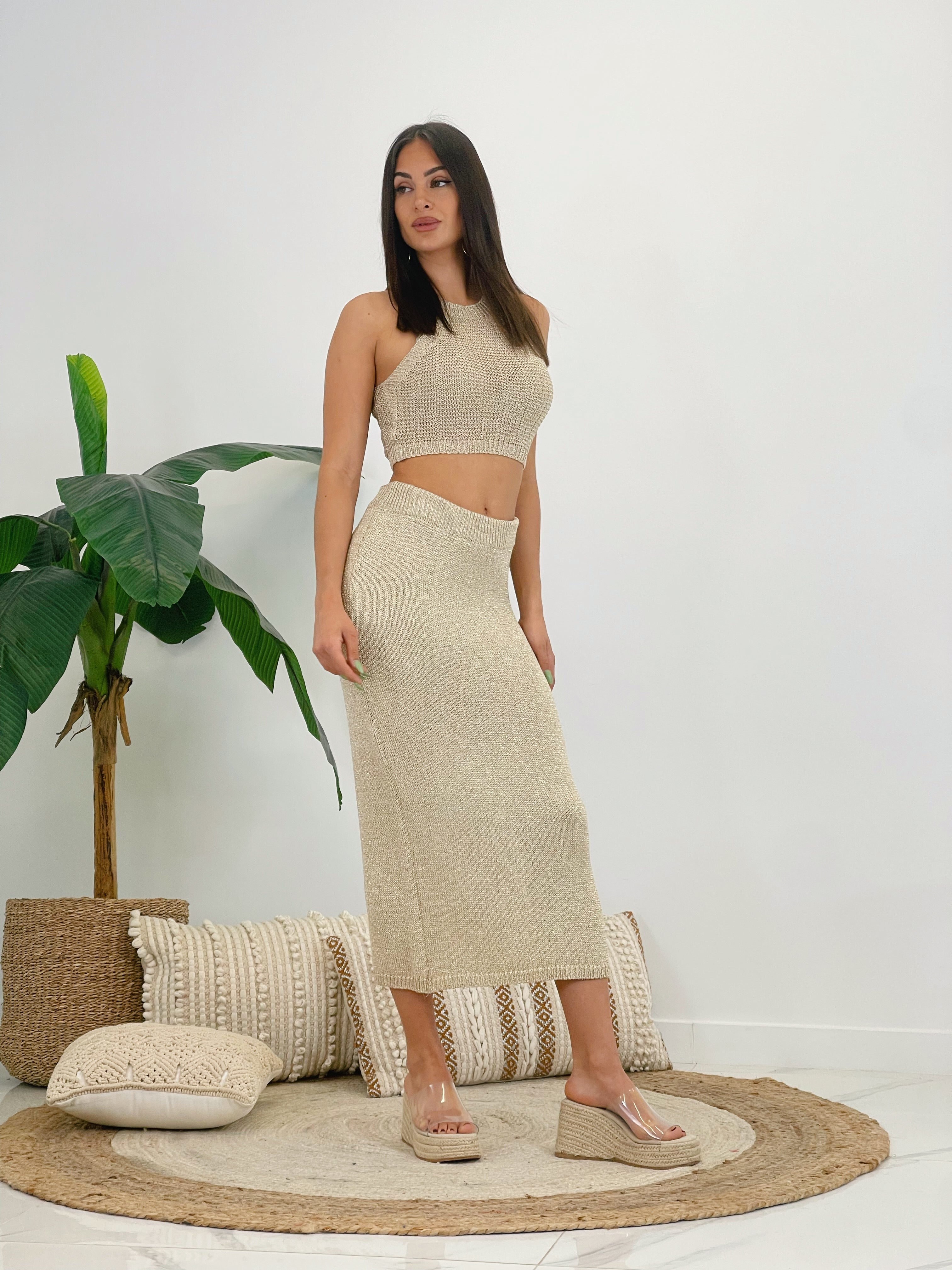 Lurex crochet crop top
