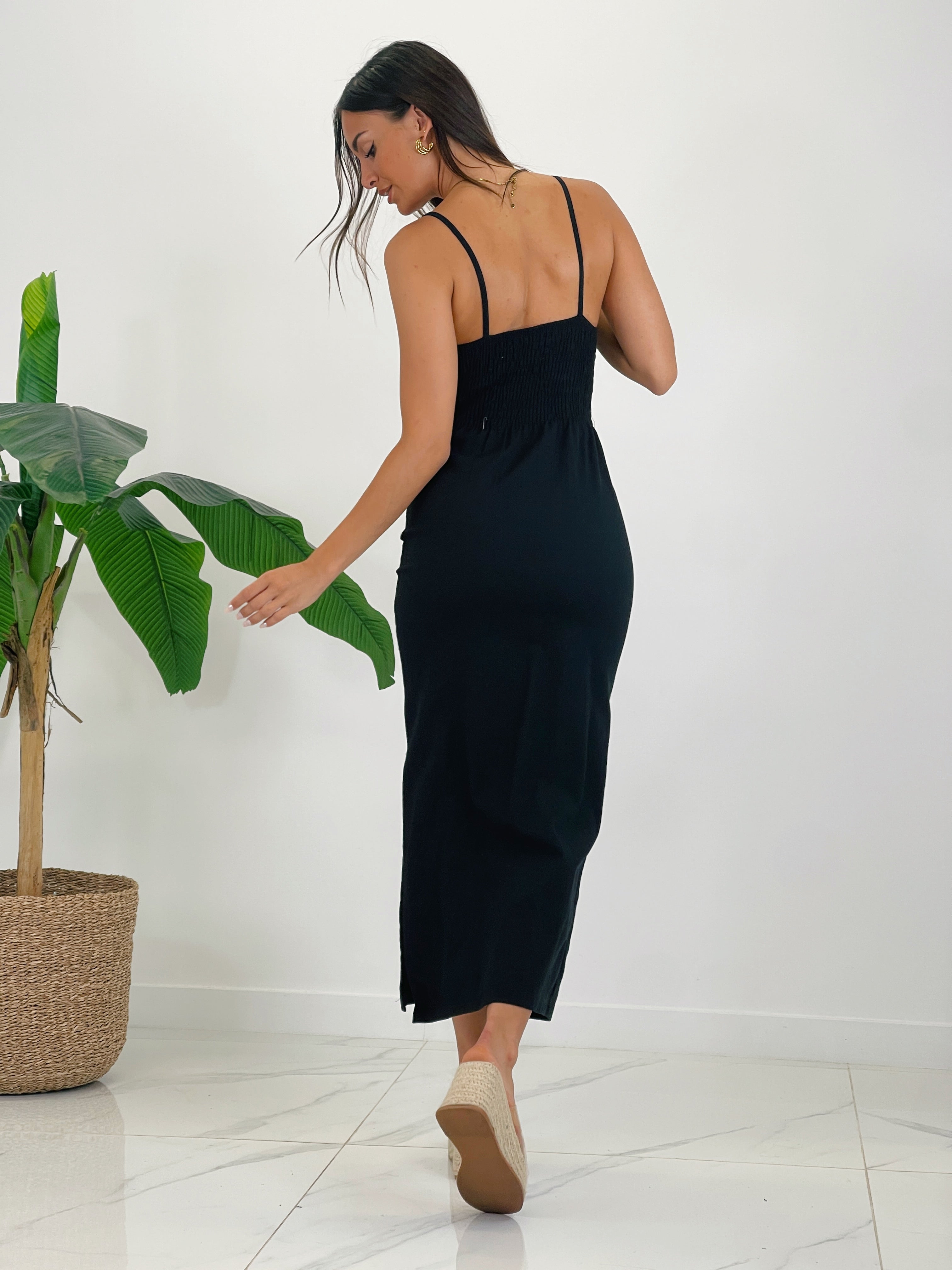 Vestido lino drapeado Gigi