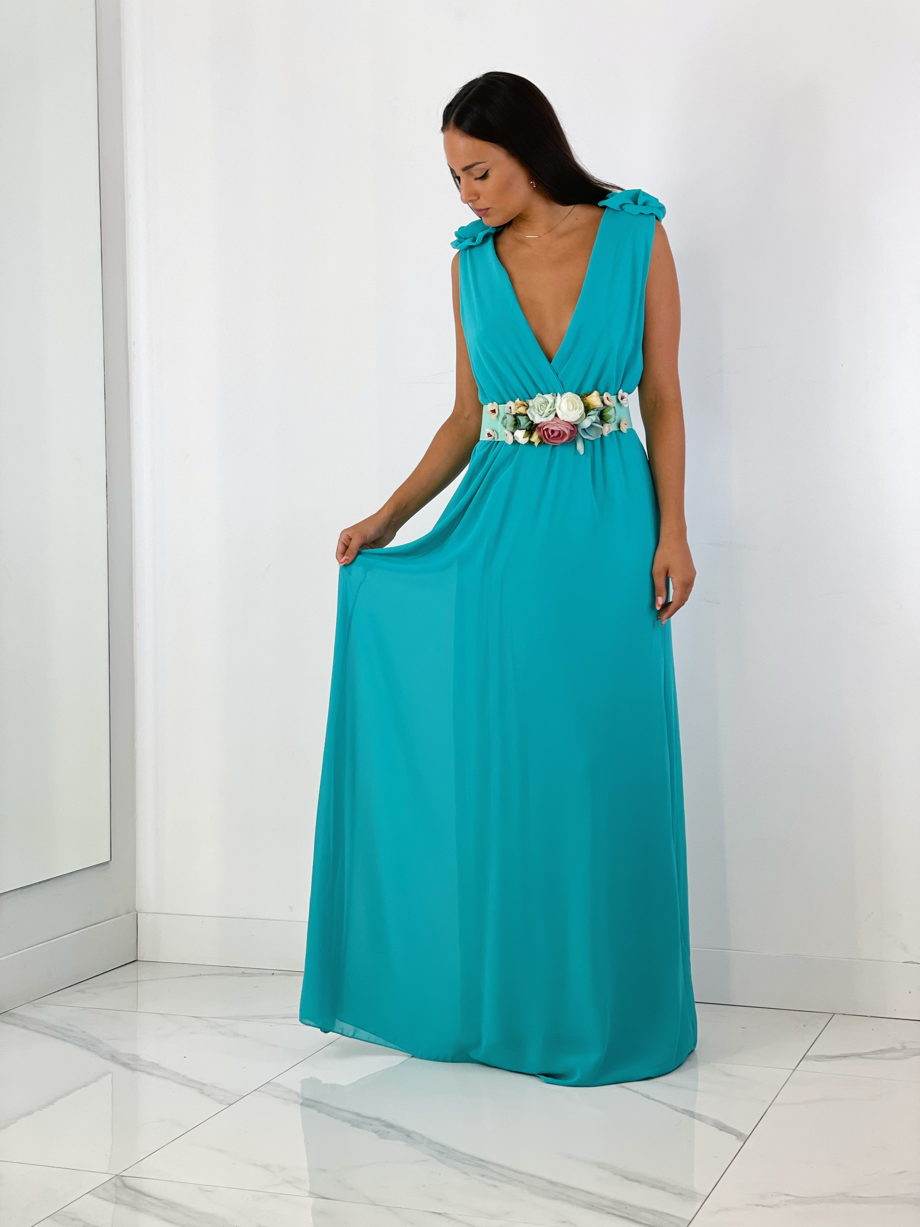 Cinturón floral goma azul cielo | Zebra&Maduixa