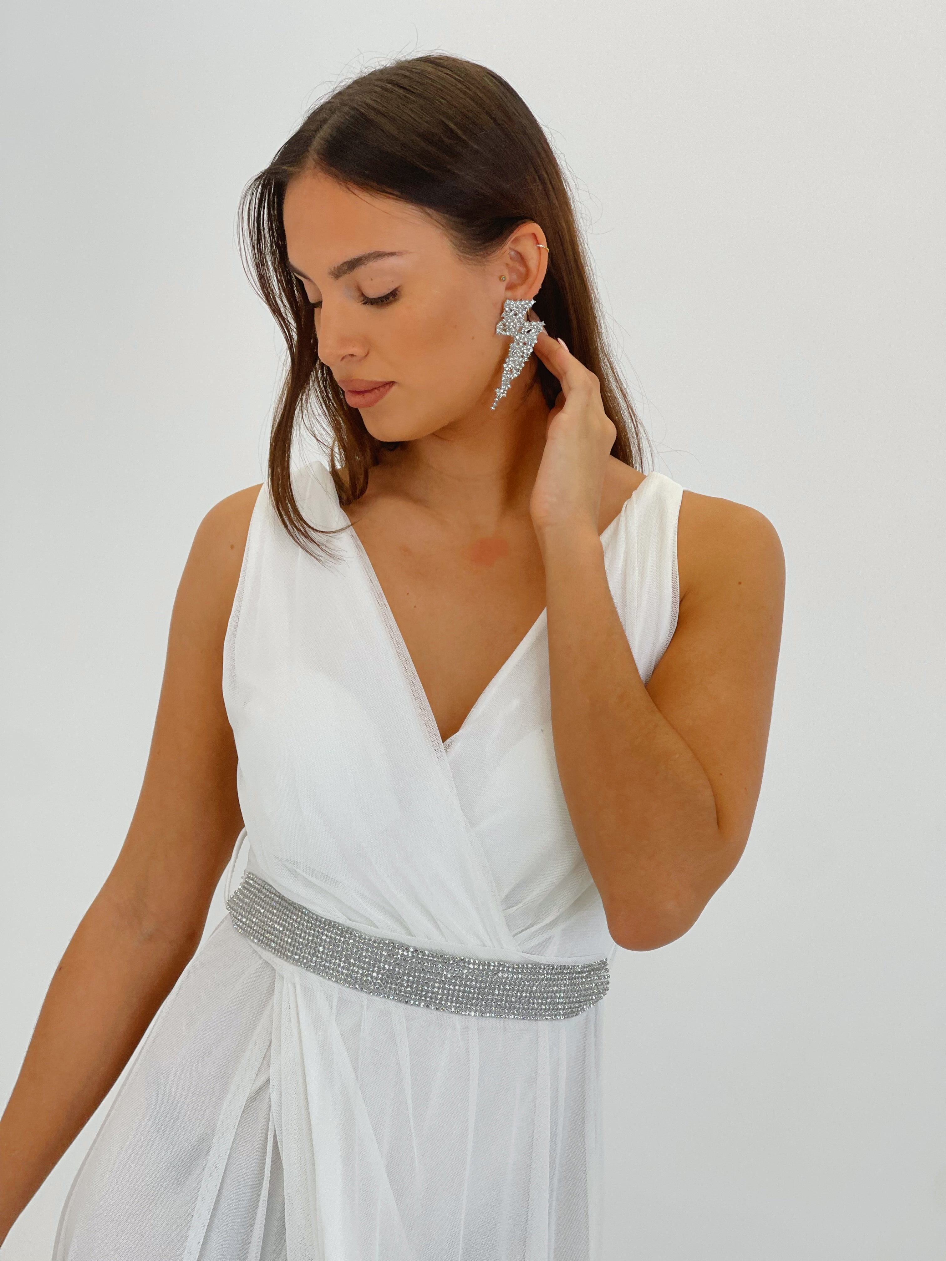 Brincos raio com pedraria