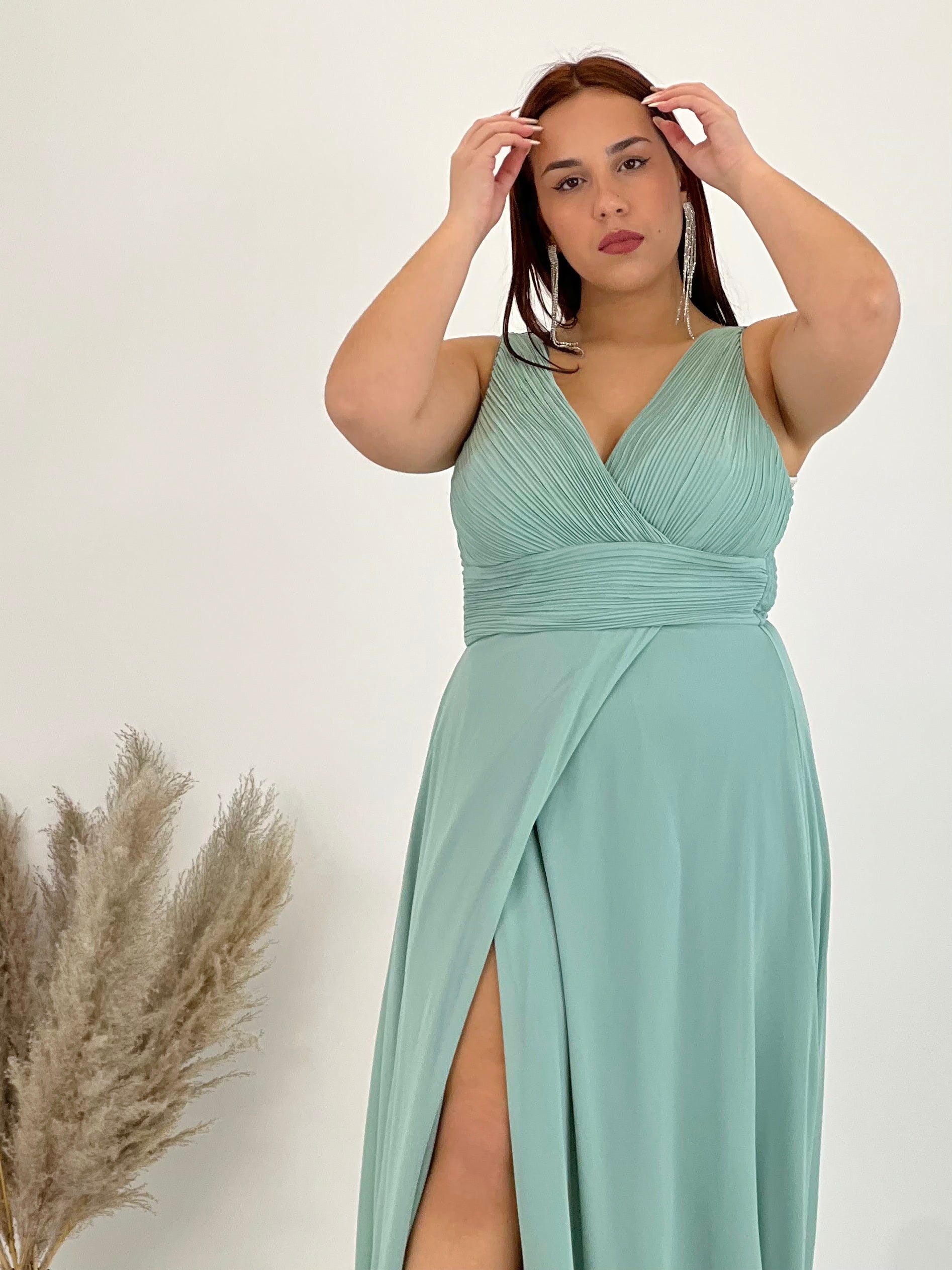 Vestido escote plisado Samantha