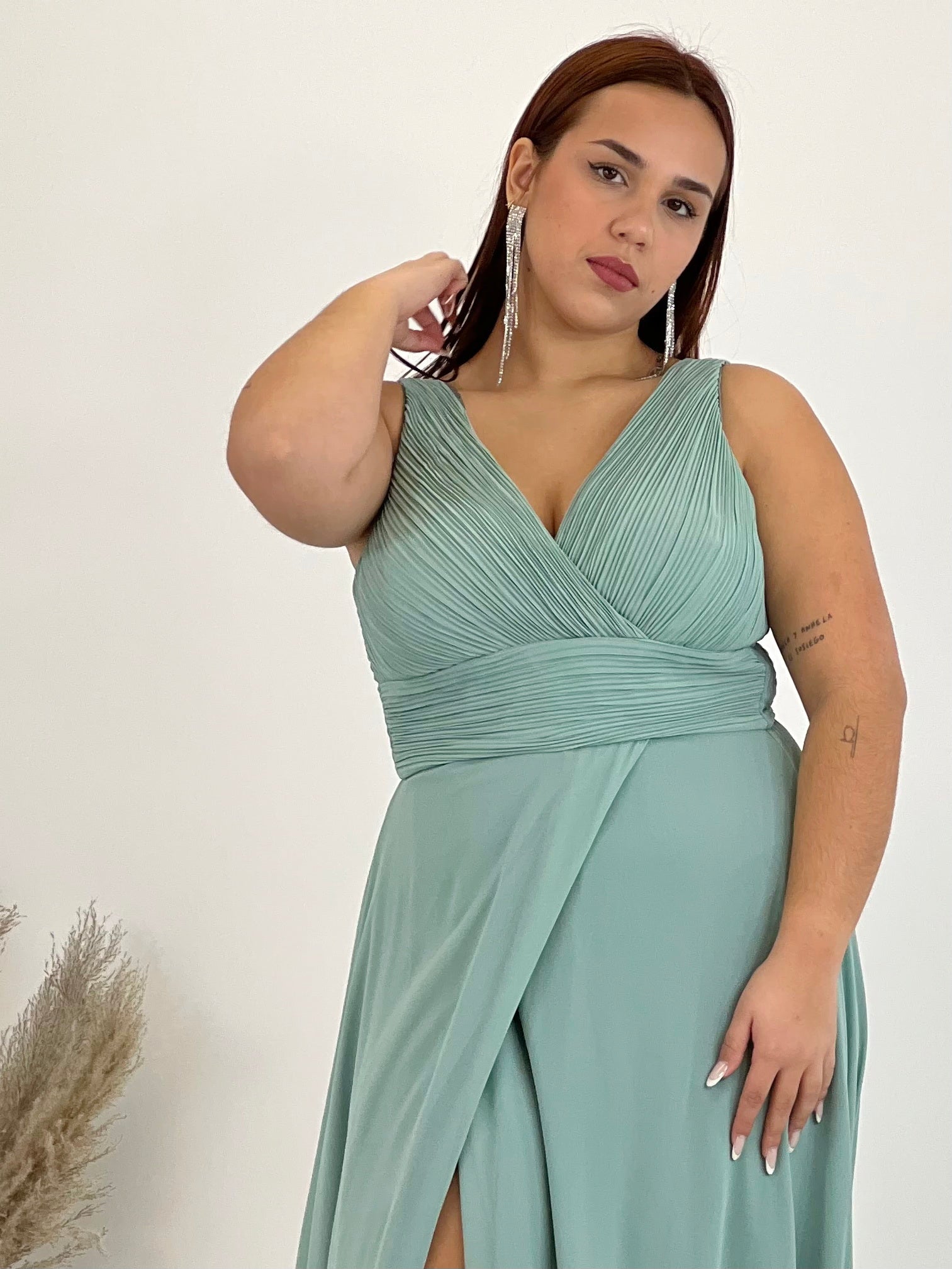 Vestido escote plisado Samantha