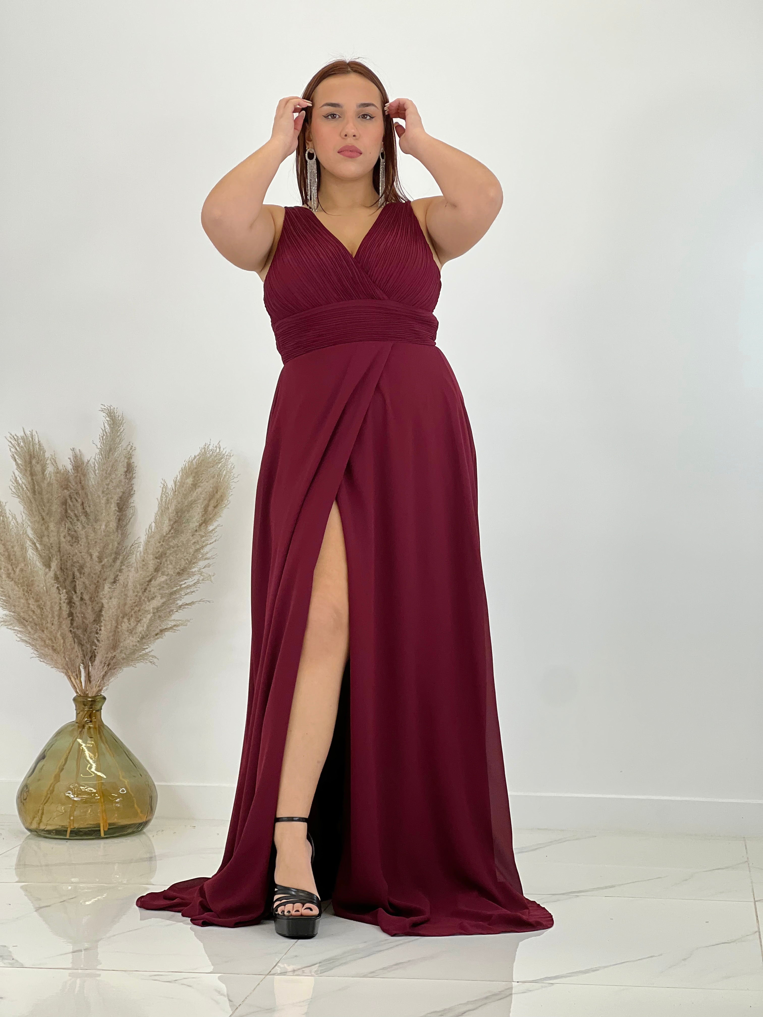 Vestido escote plisado Samantha