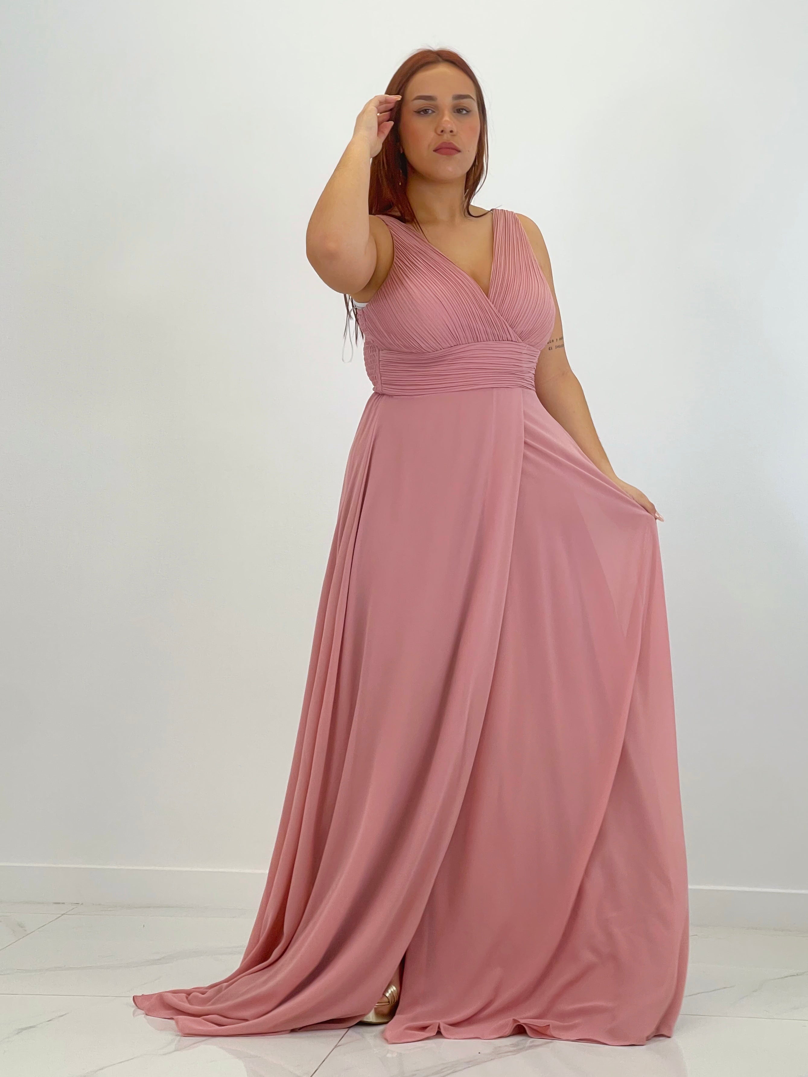 Vestido escote plisado Samantha