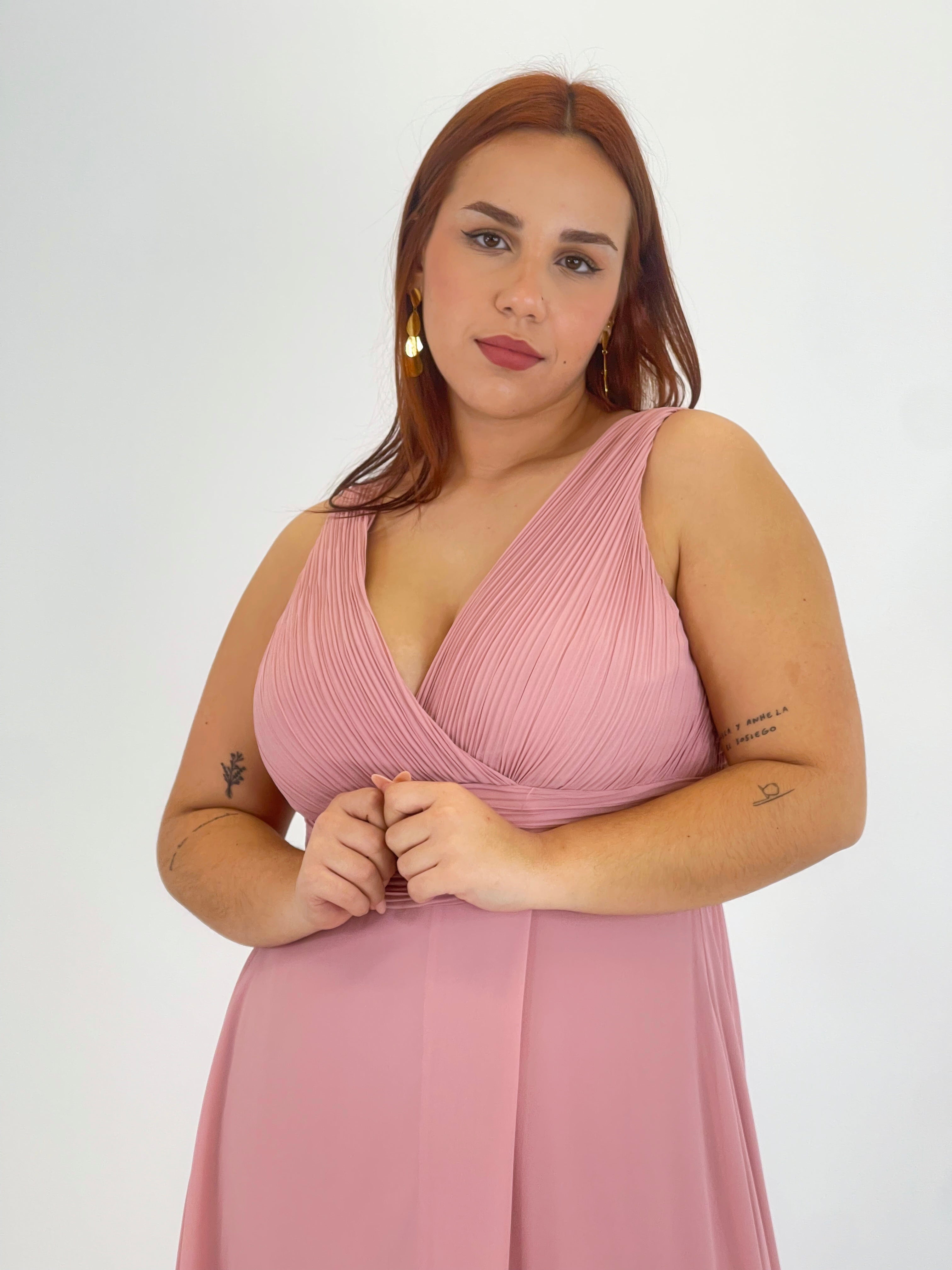 Vestido escote plisado Samantha