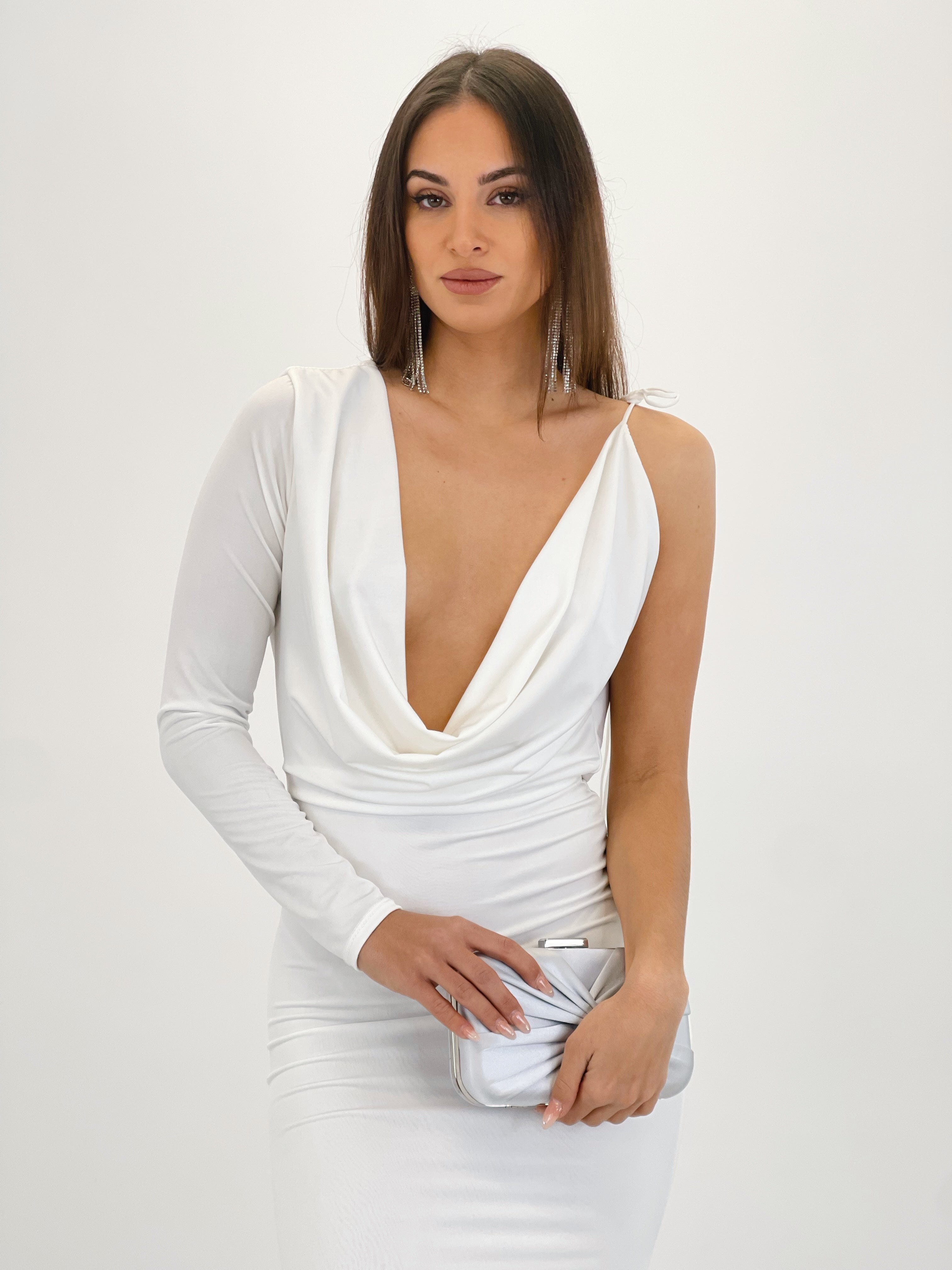 Vestido cascada Idara Blanco