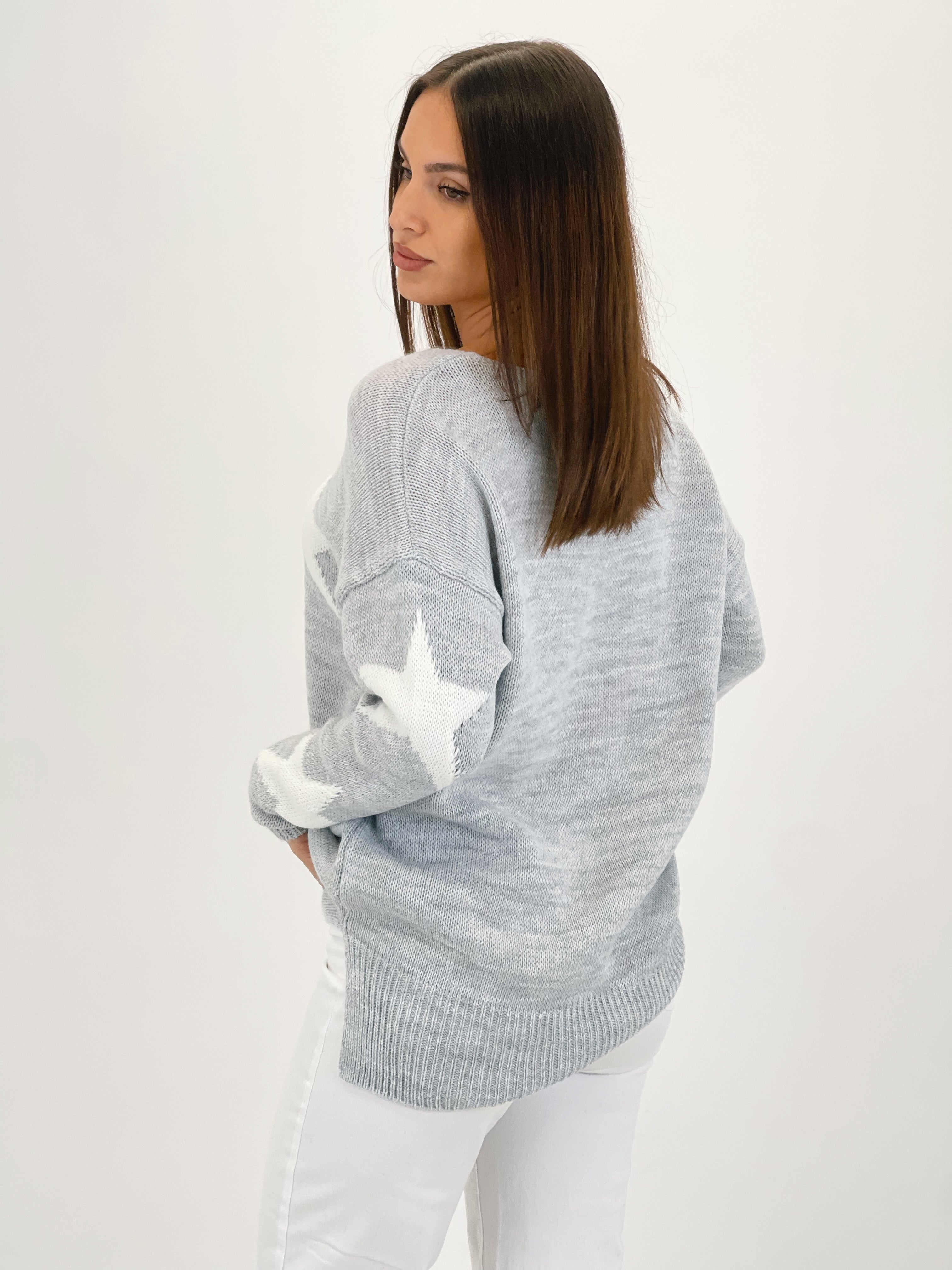 Jersey decote em V estrelas