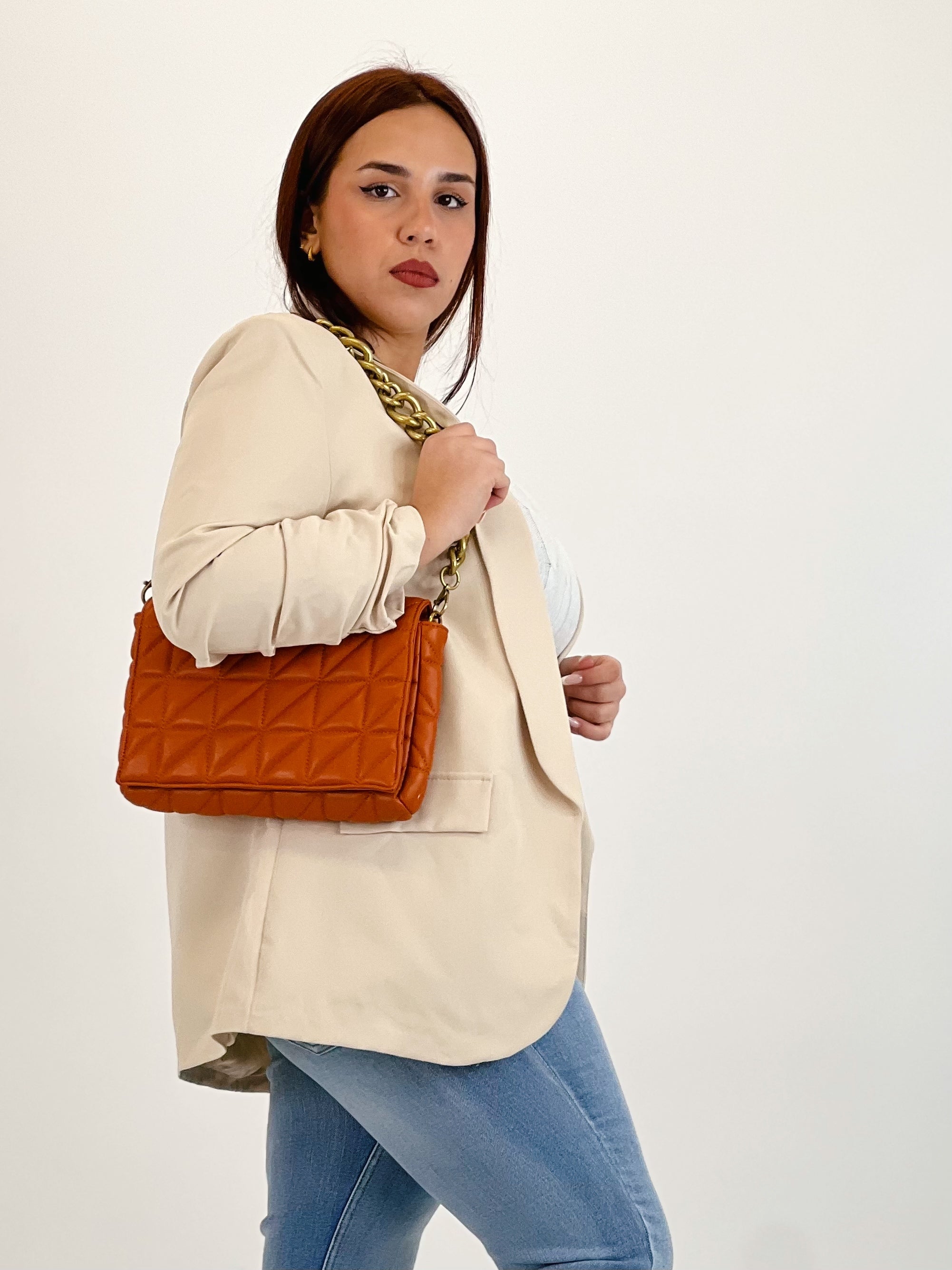 Bolso acolchado cadena gruesa