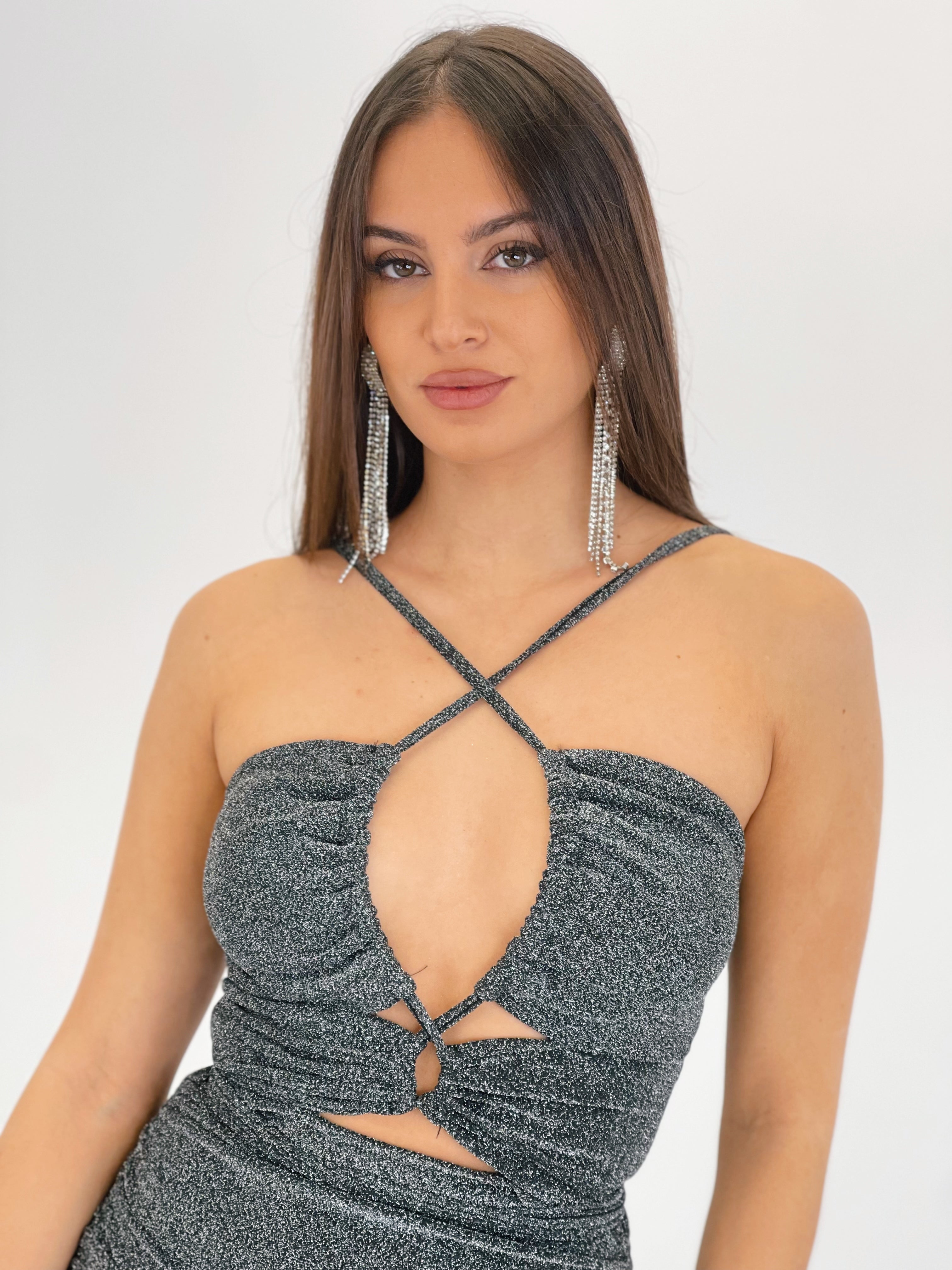 Abito glitterato incrociato