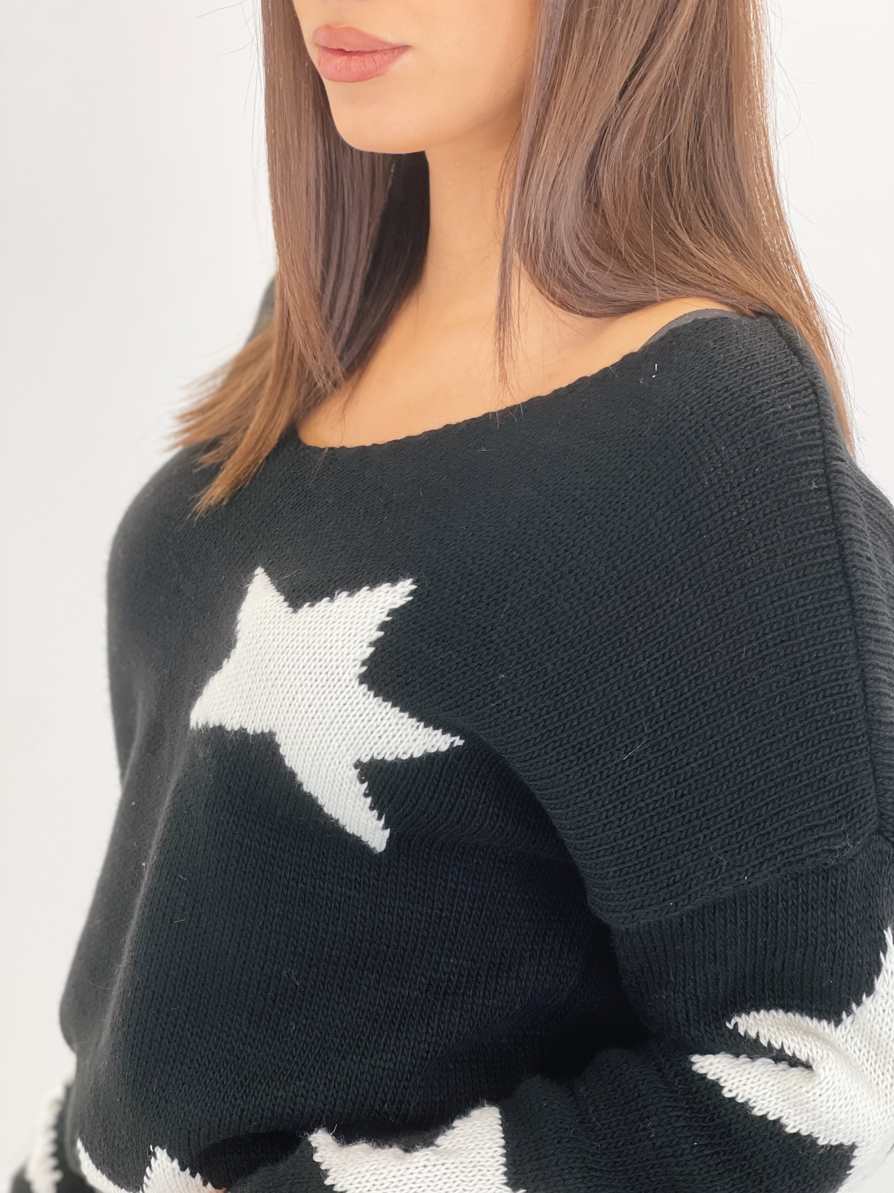 Jersey decote em V estrelas