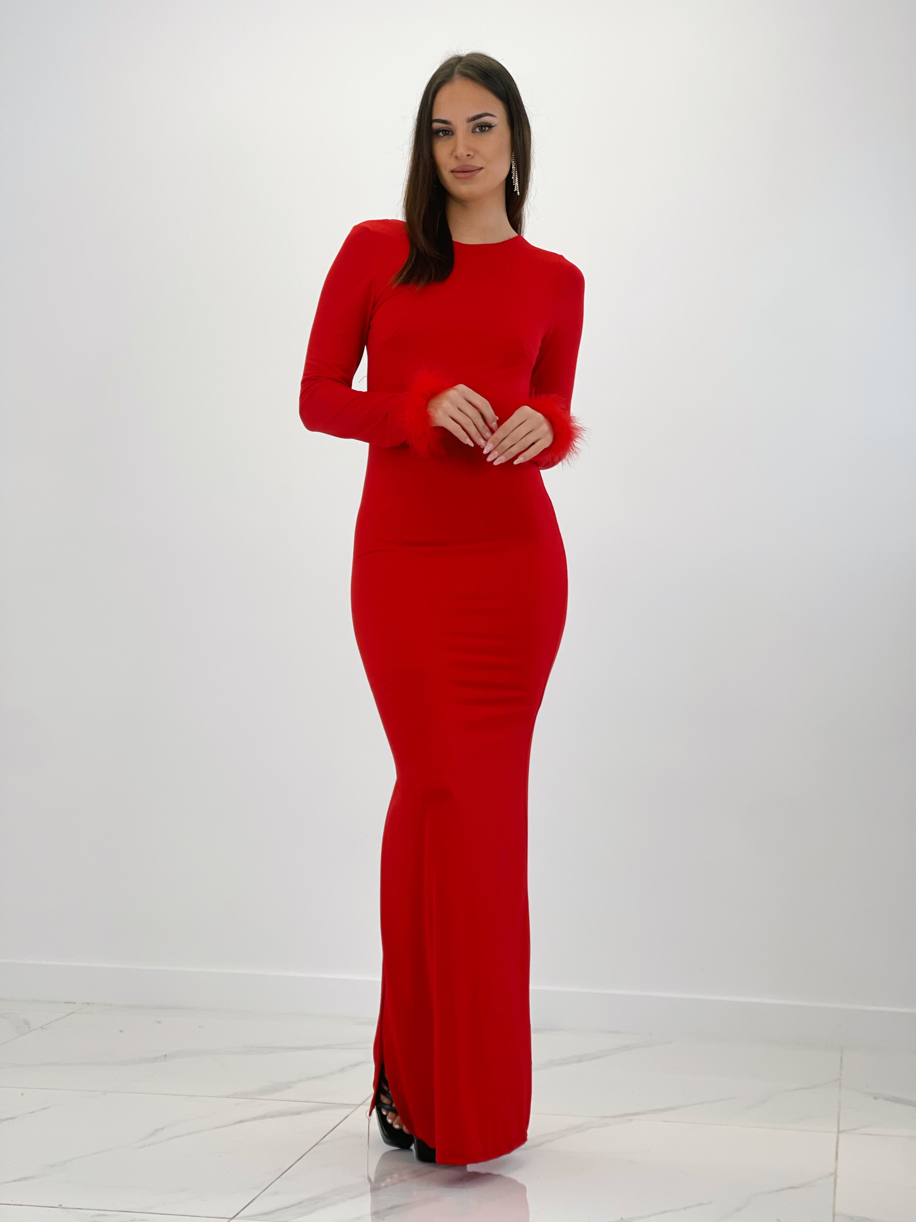 Vestido sirena plumas