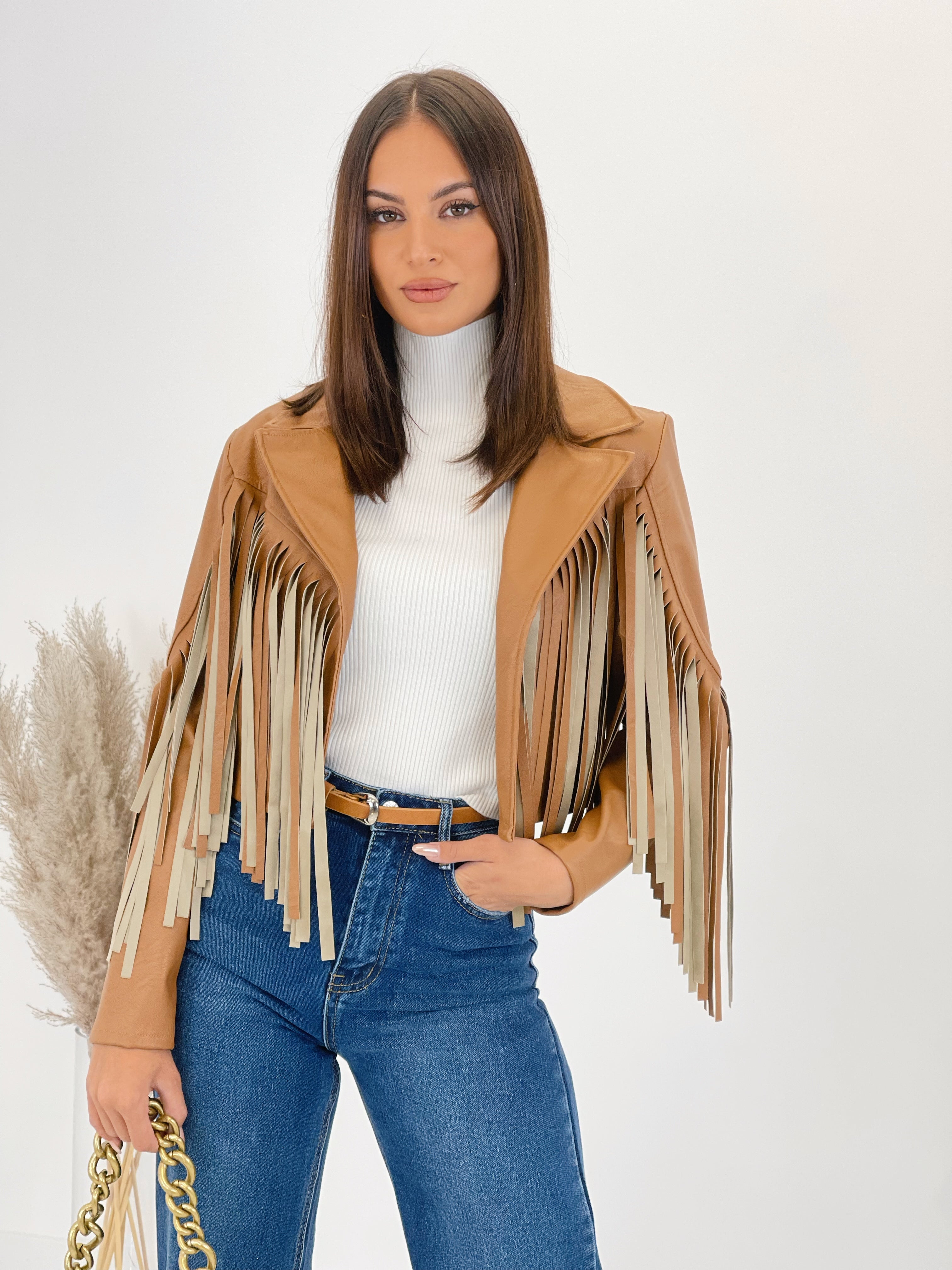 Chaqueta efecto piel con flecos - Zebra&Maduixa®