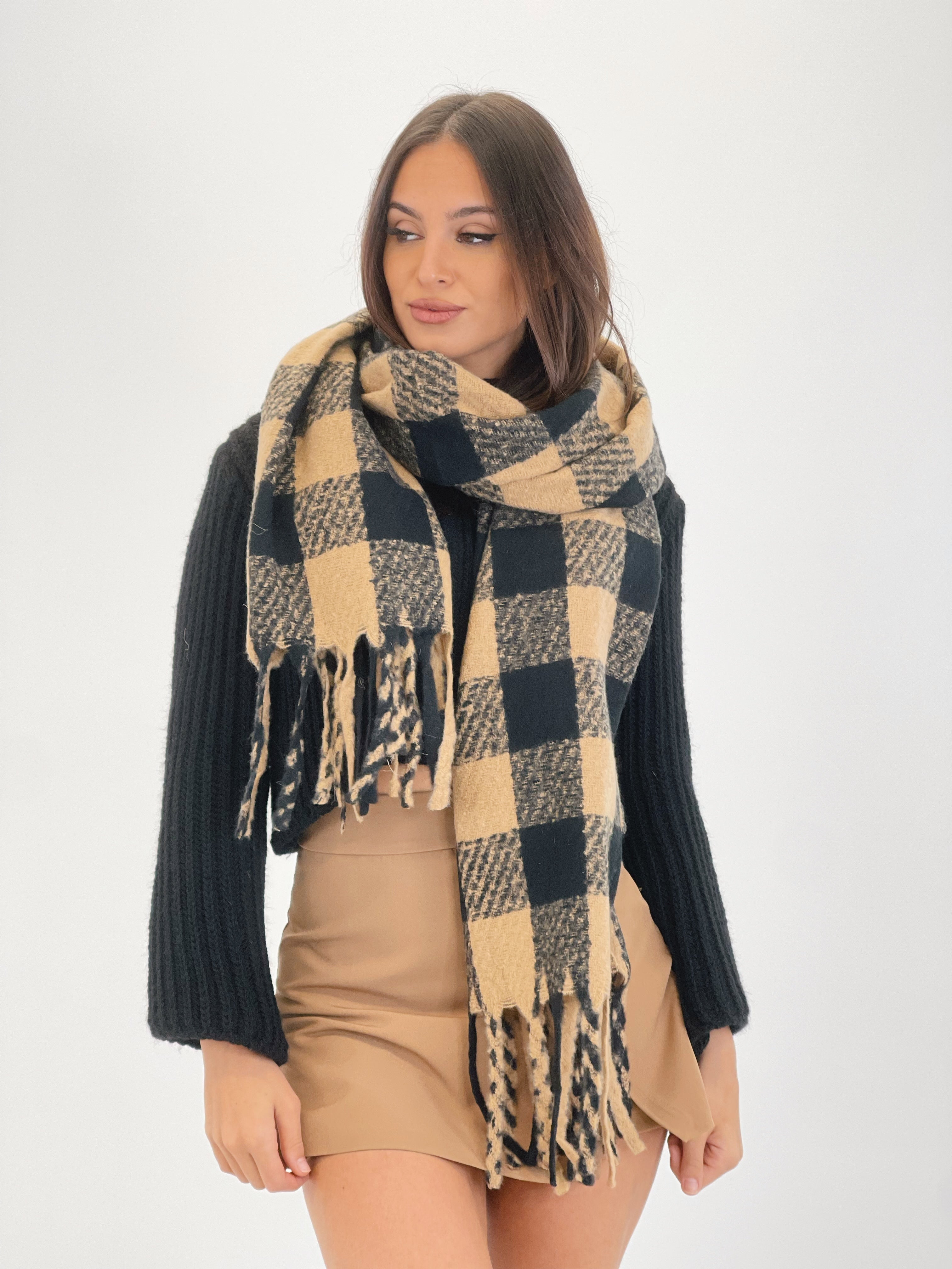 Sciarpa a quadri bicolore