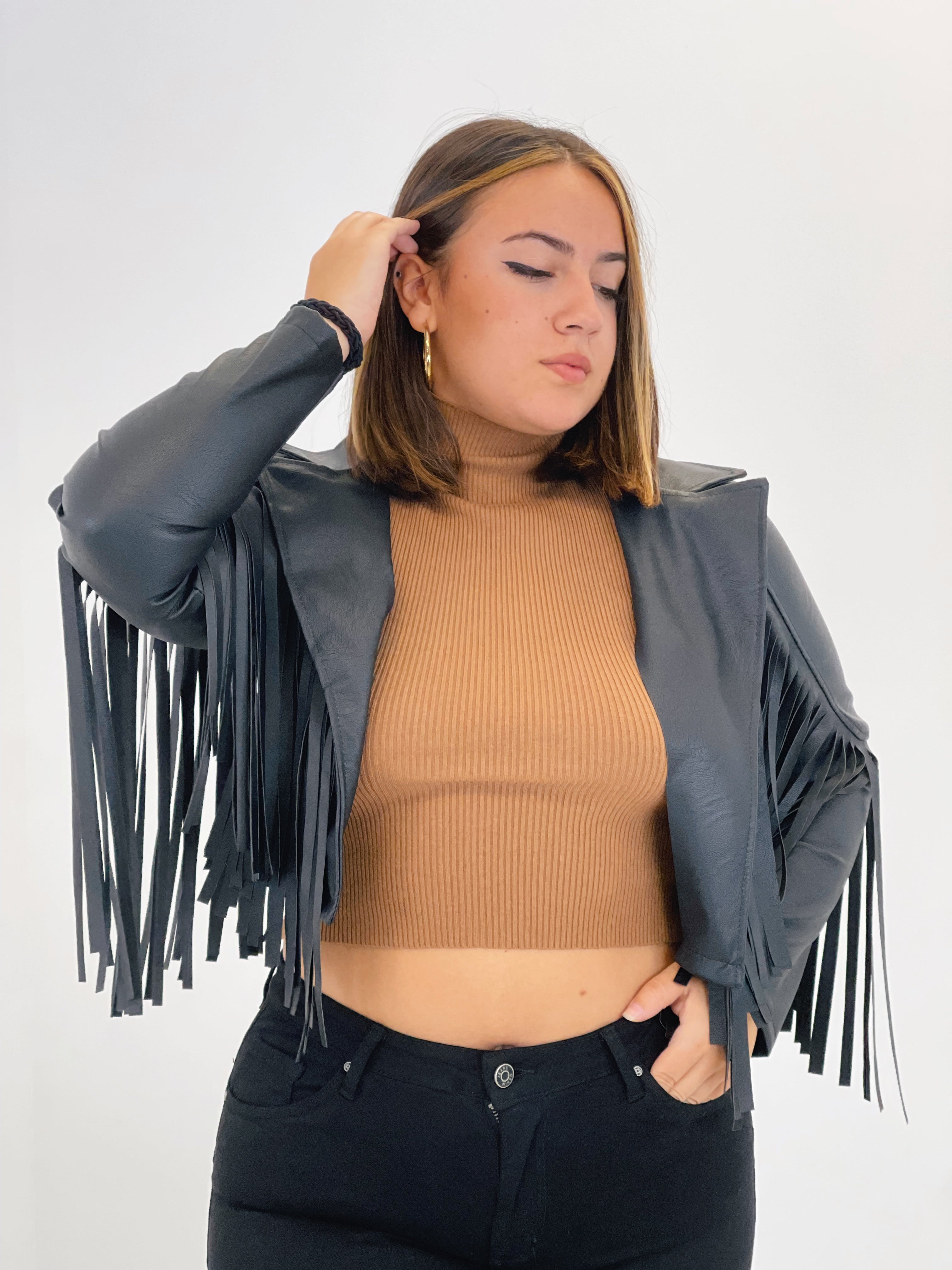 Chaqueta efecto piel con flecos - Zebra&Maduixa®