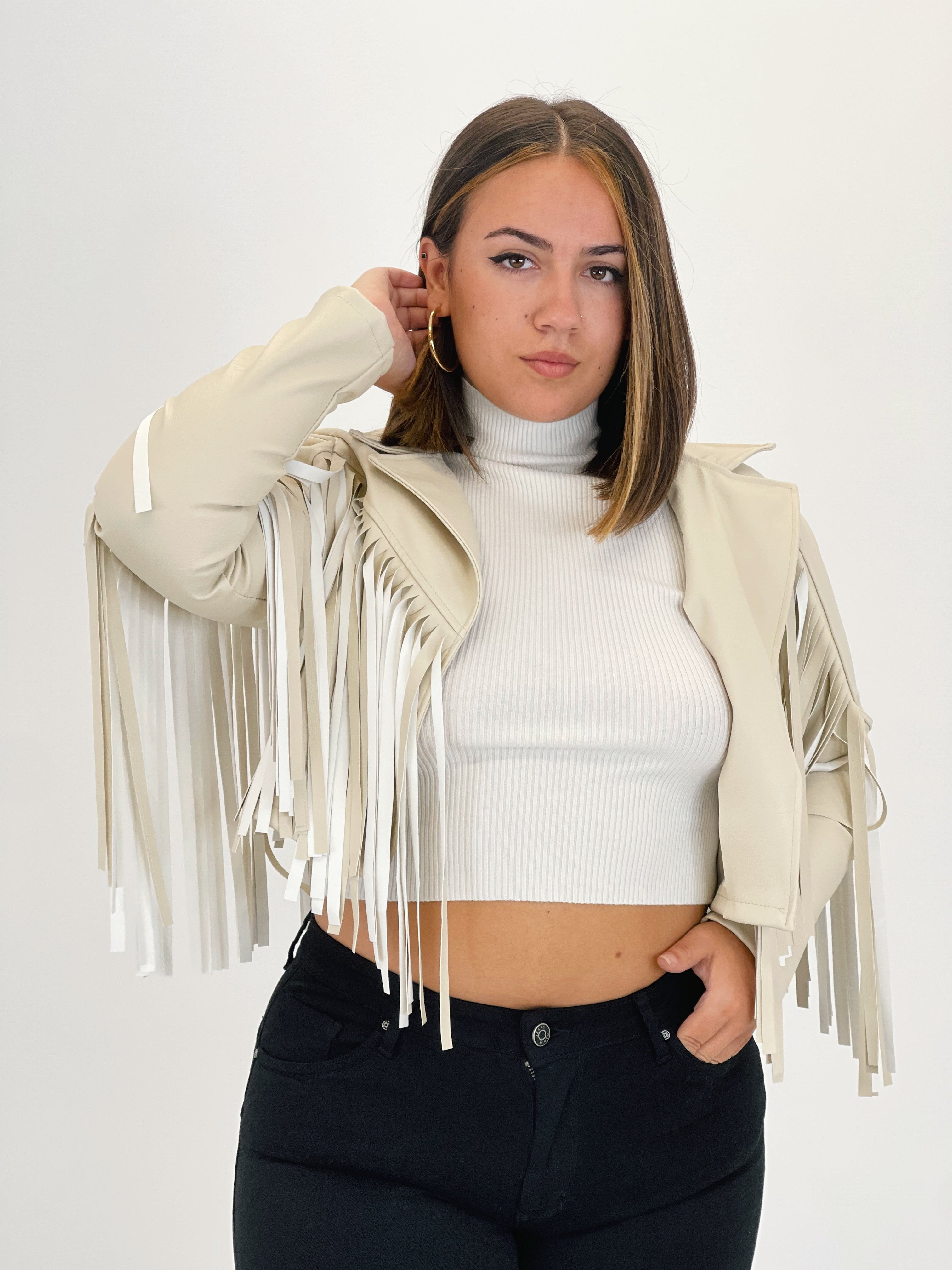 Chaqueta efecto piel con flecos - Zebra&Maduixa®