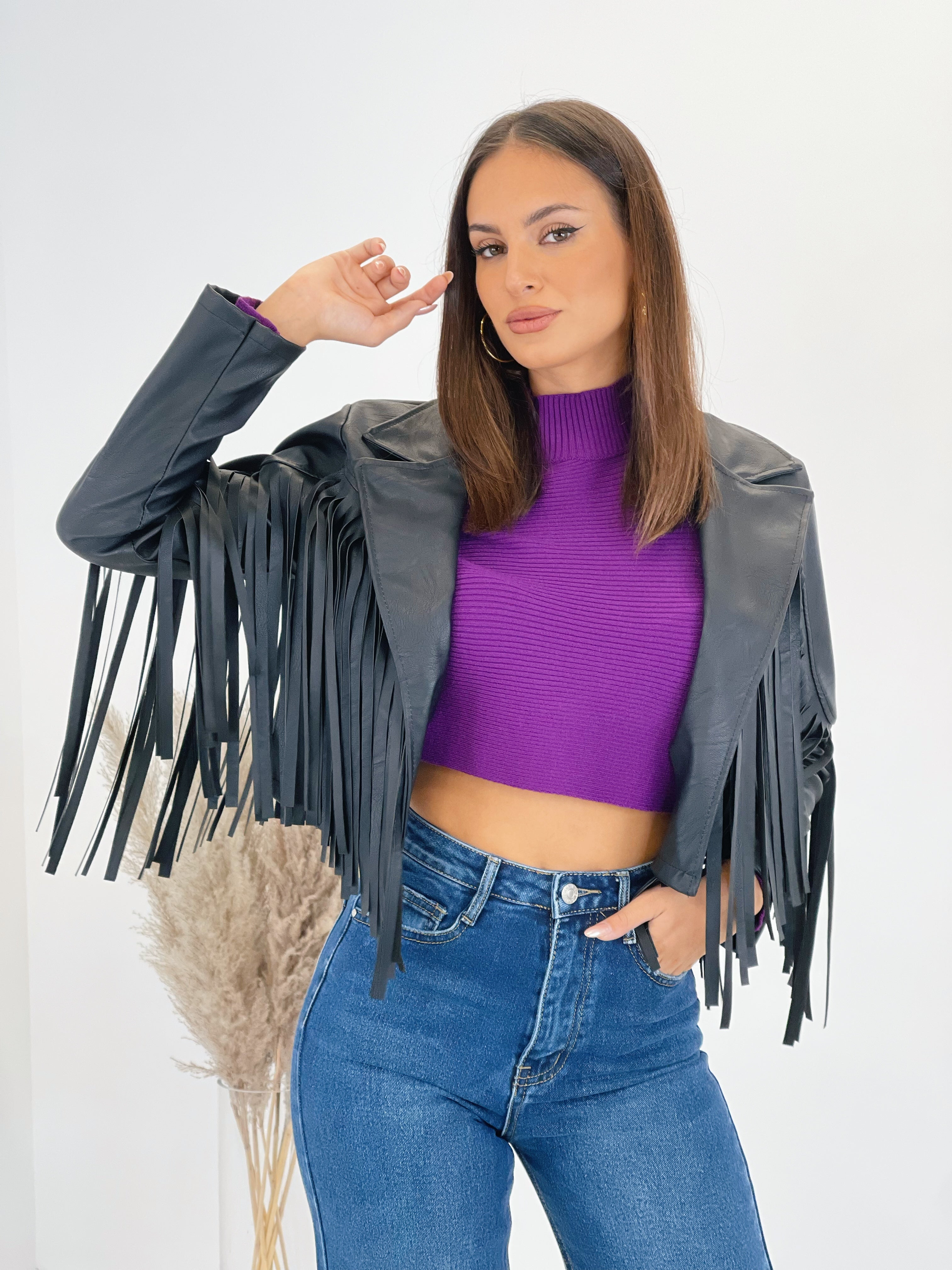 Chaqueta efecto piel con flecos - Zebra&Maduixa®