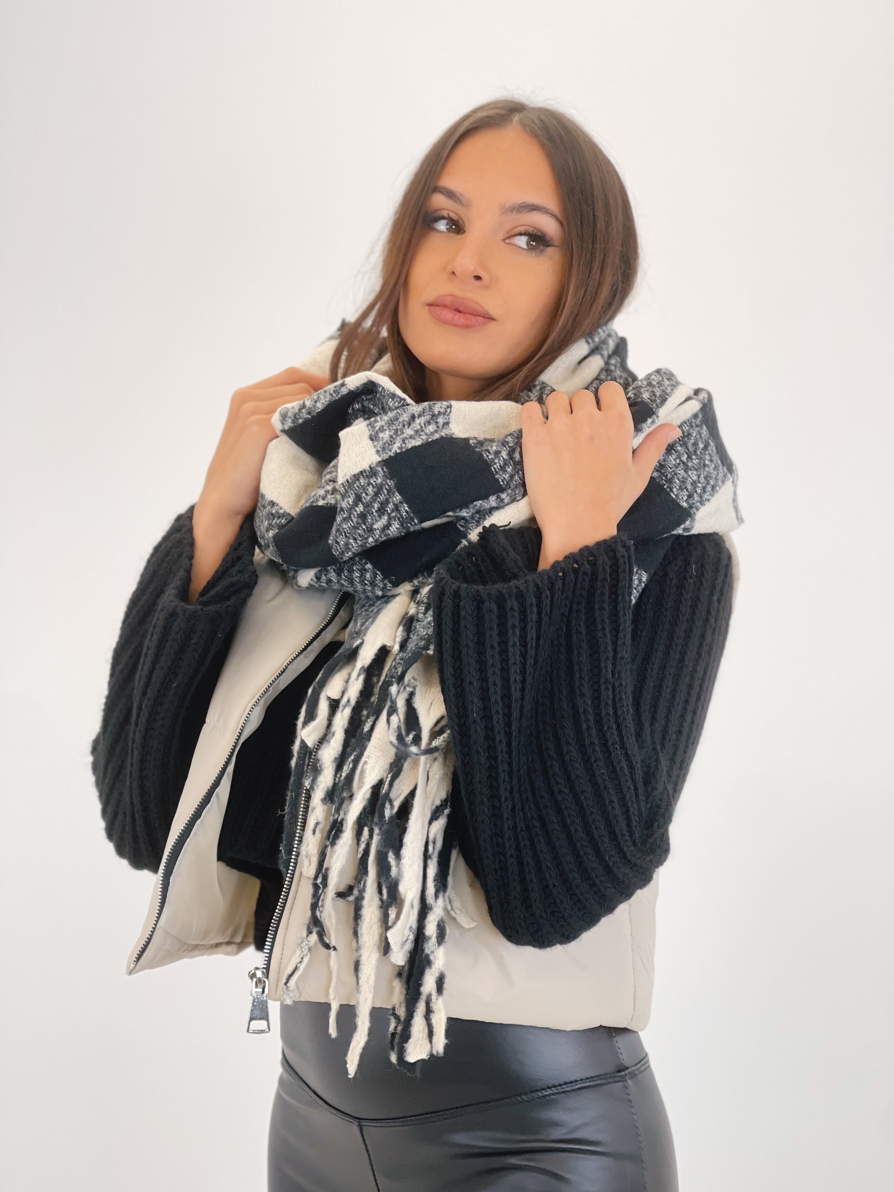 Sciarpa a quadri bicolore