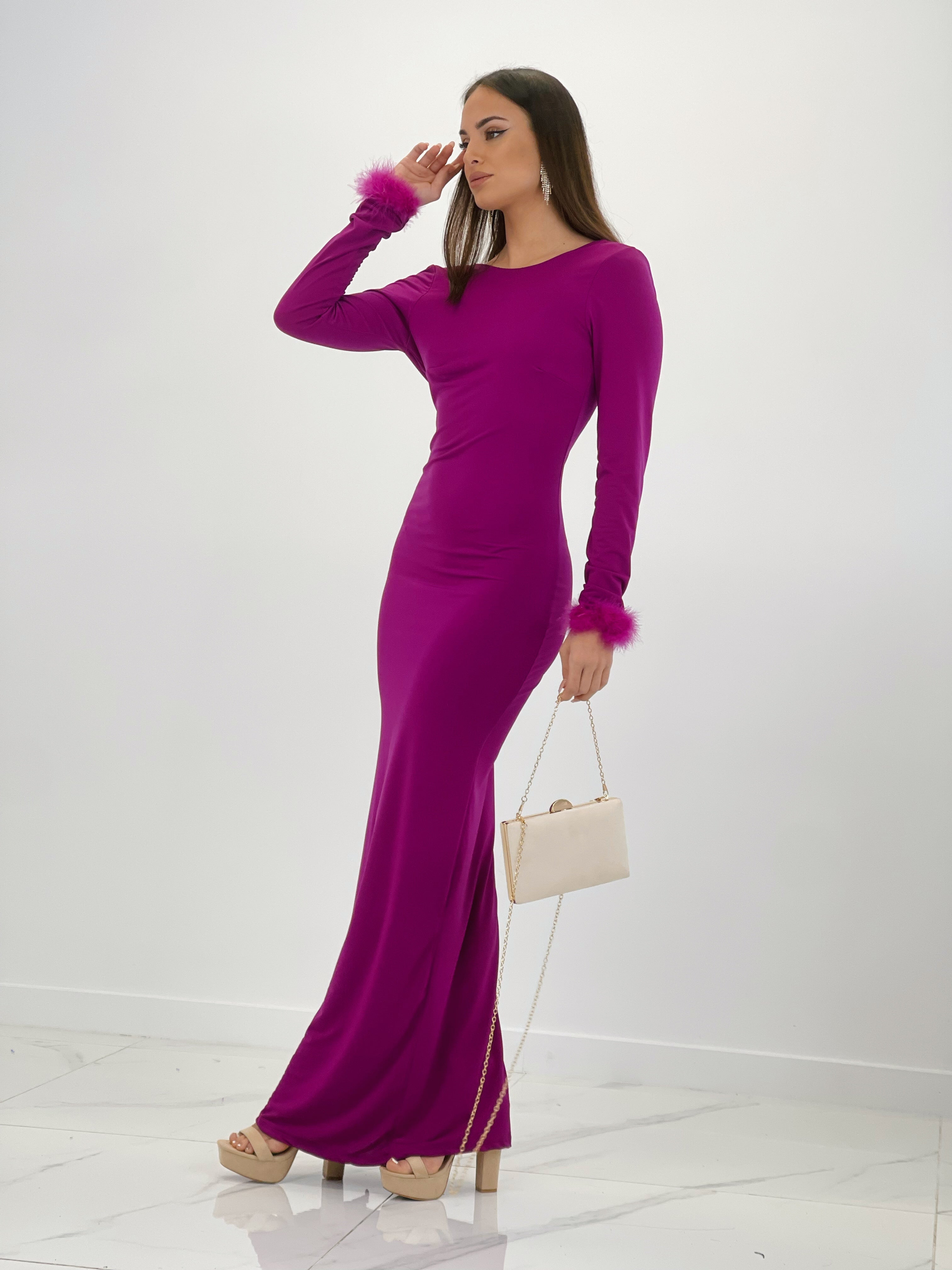 Vestido sirena plumas