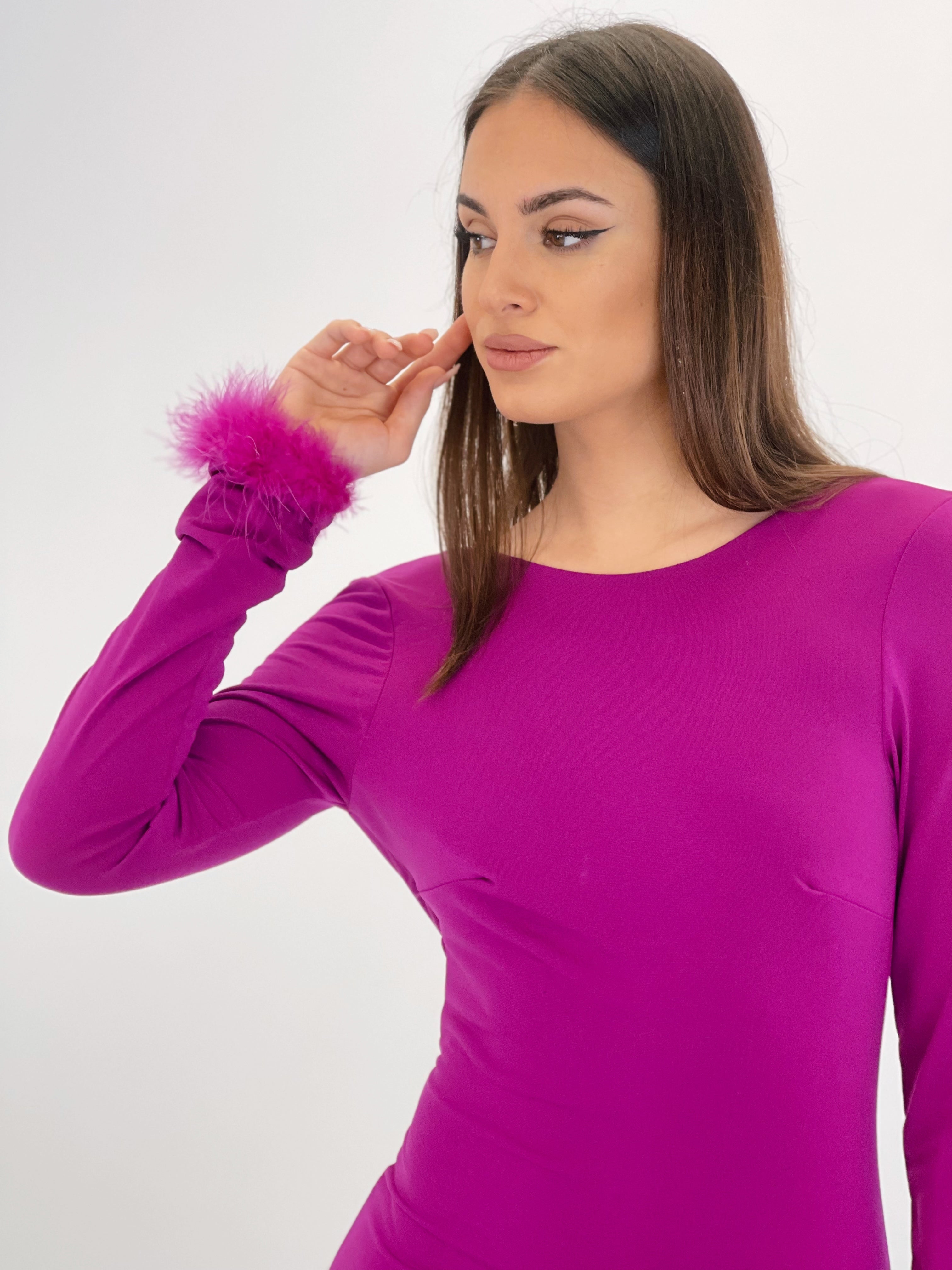 Vestido sirena plumas