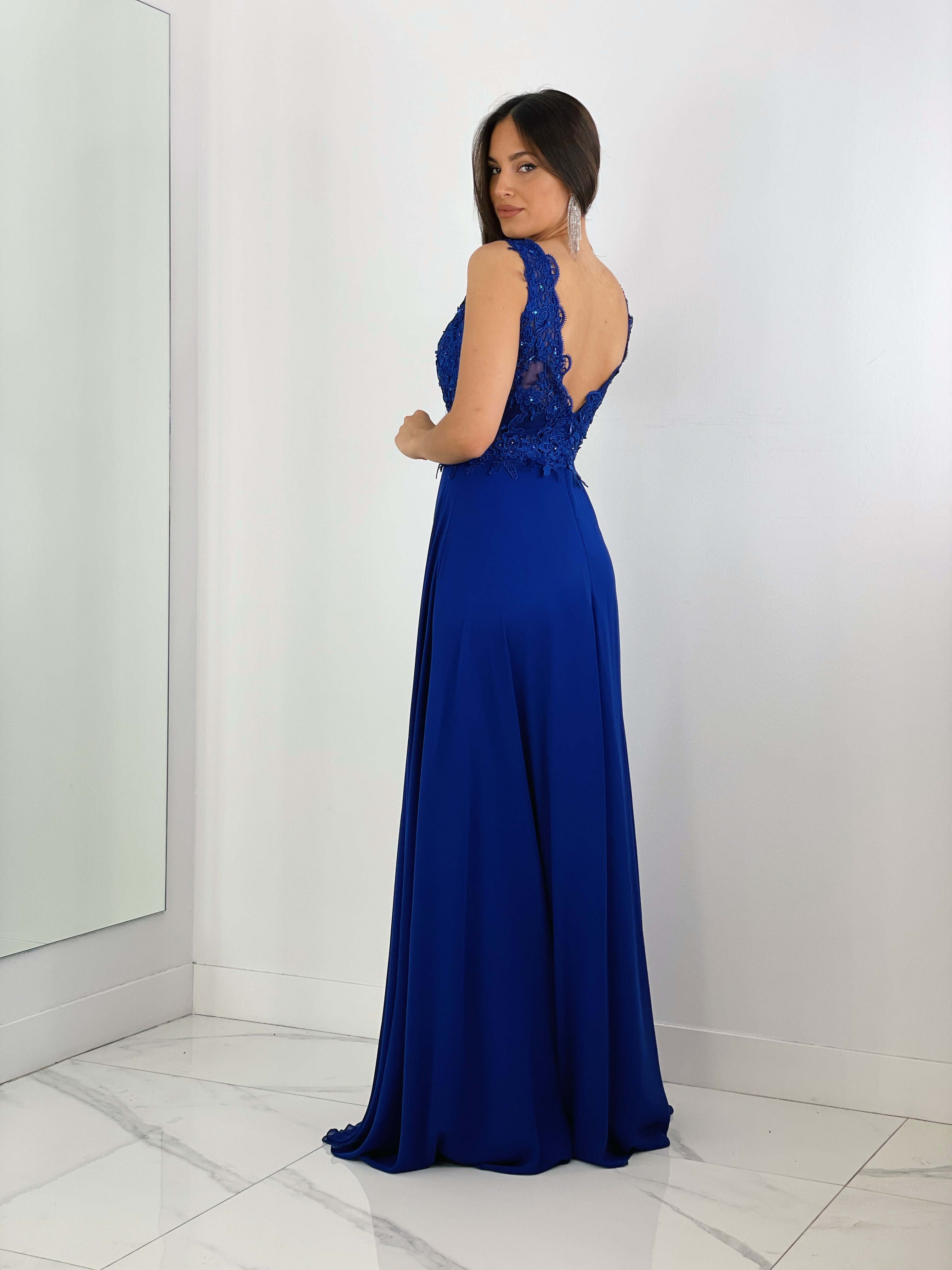 Vestido de ceremonia color azul klein con bordados | Zebra&Maduixa