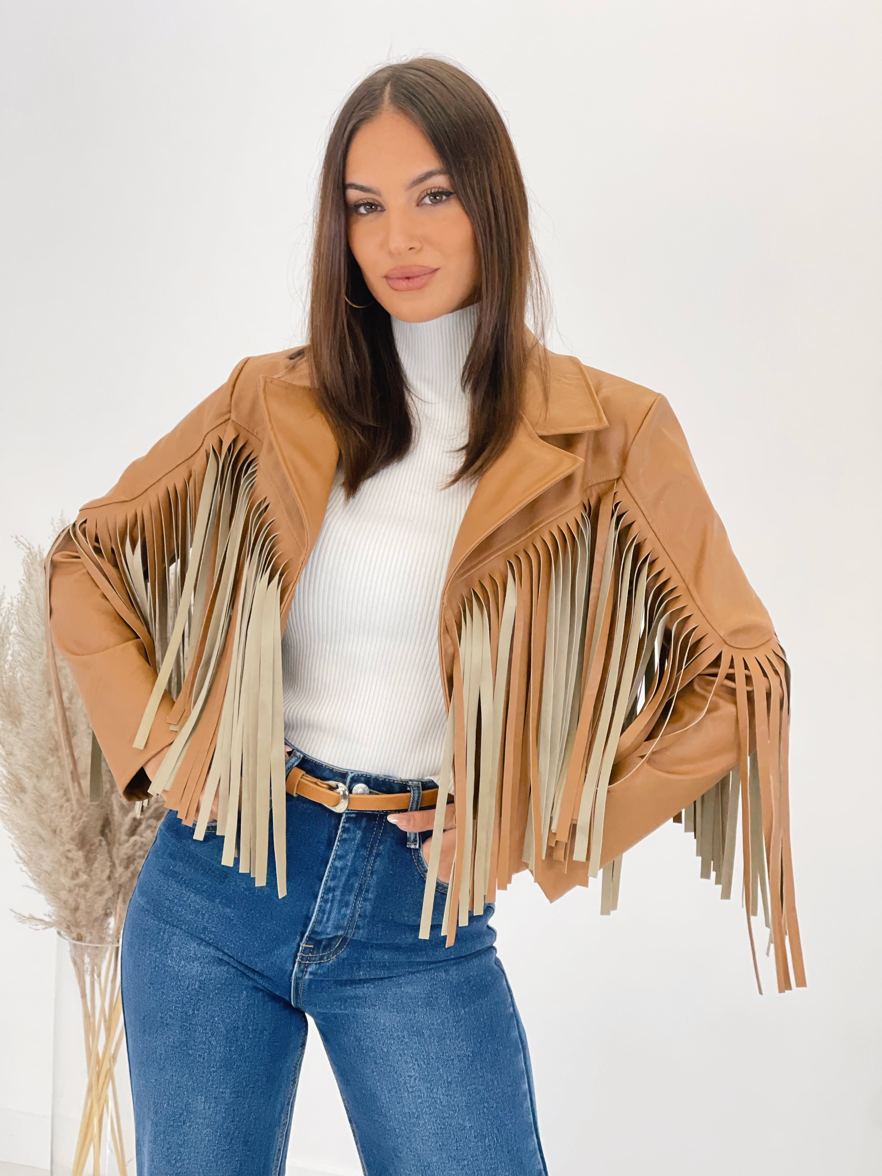 Chaqueta efecto piel con flecos - Zebra&Maduixa®