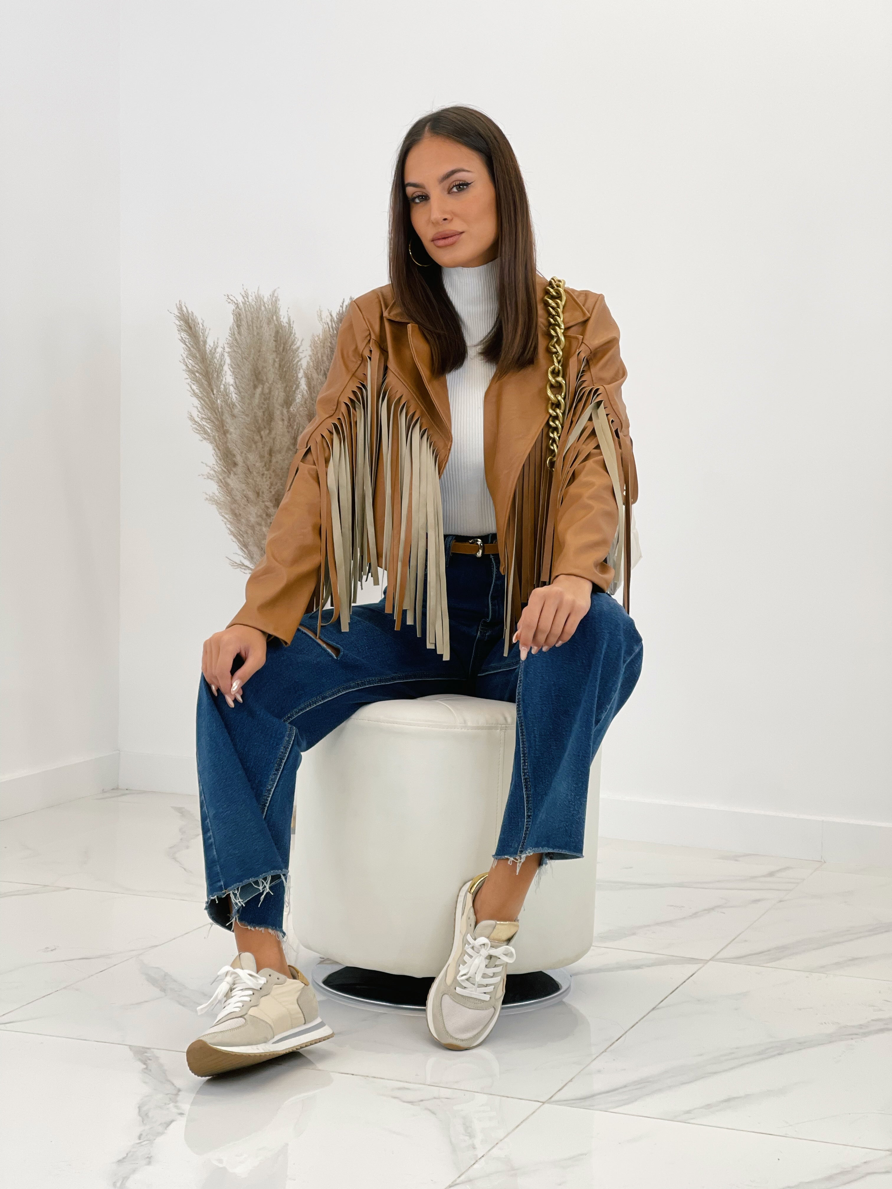 Chaqueta efecto piel con flecos - Zebra&Maduixa®