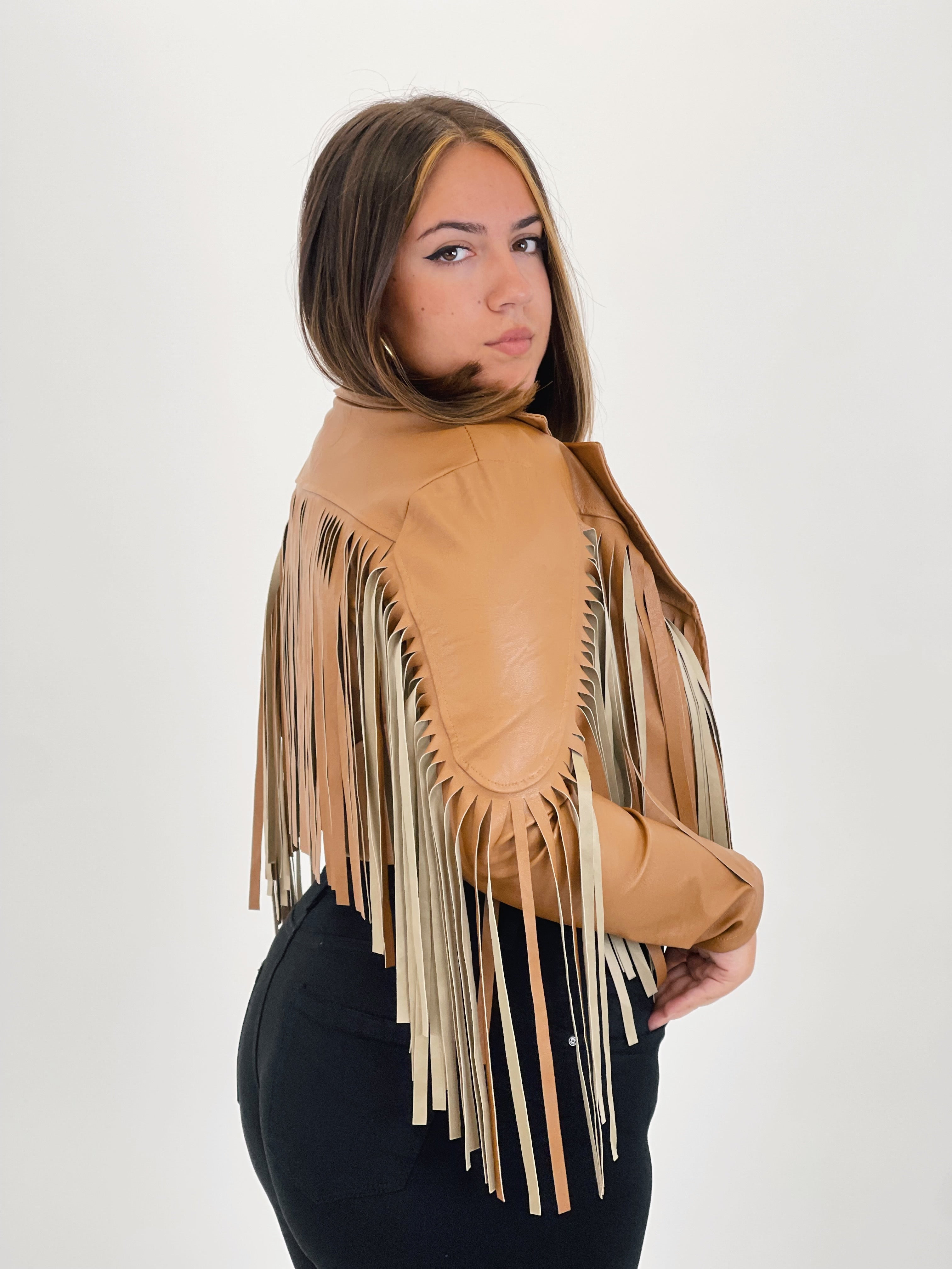 Chaqueta efecto piel con flecos - Zebra&Maduixa®