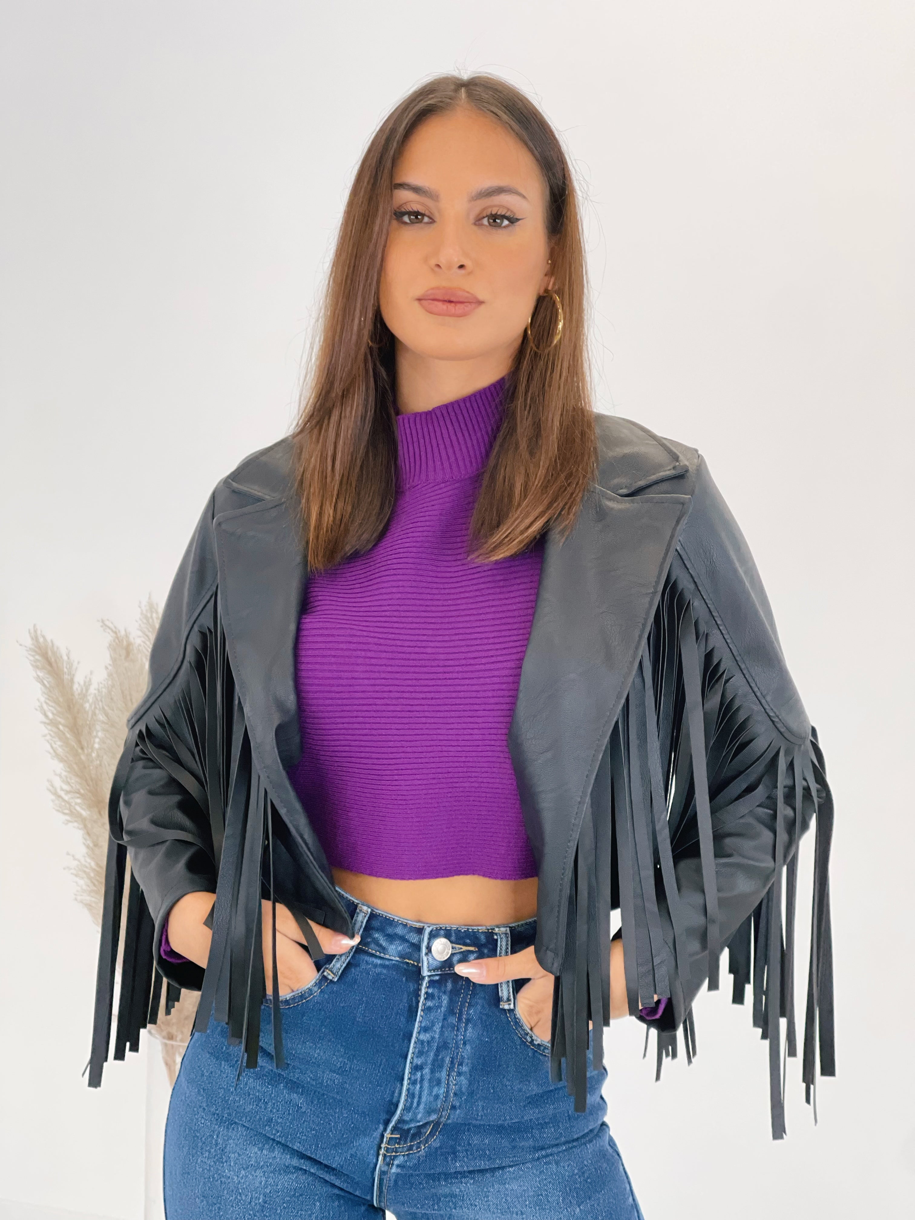 Chaqueta efecto piel con flecos - Zebra&Maduixa®