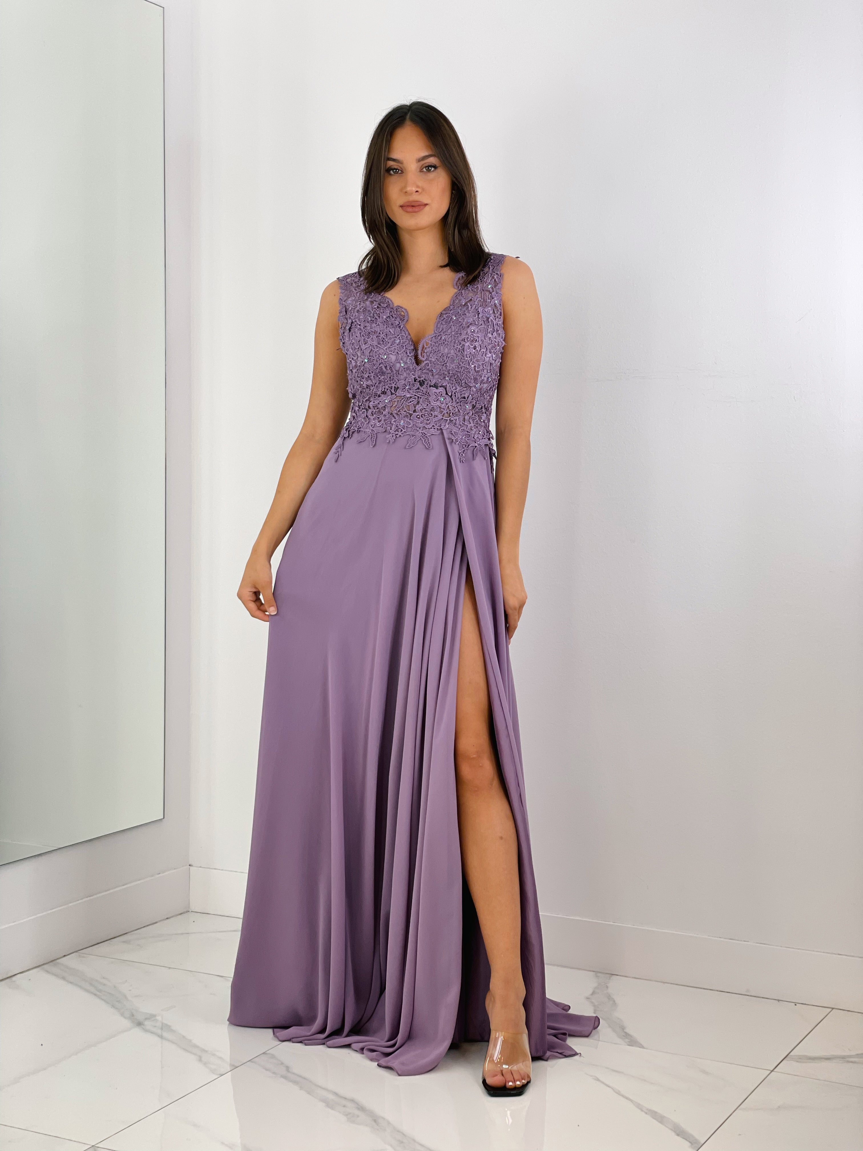 Vestido ceremonia con bordados plus size malva | Zebra&Maduixa