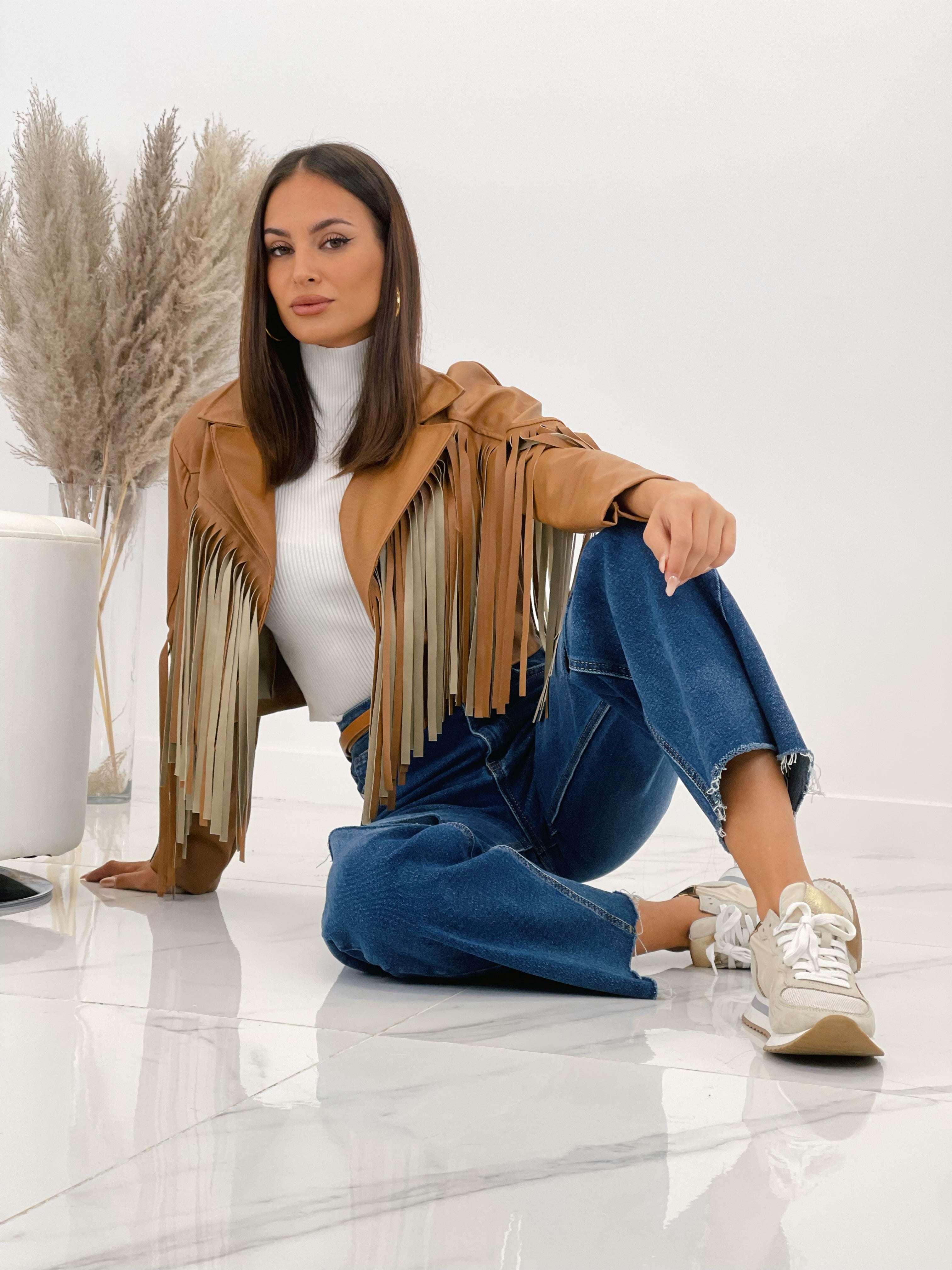 Chaqueta efecto piel con flecos - Zebra&Maduixa®