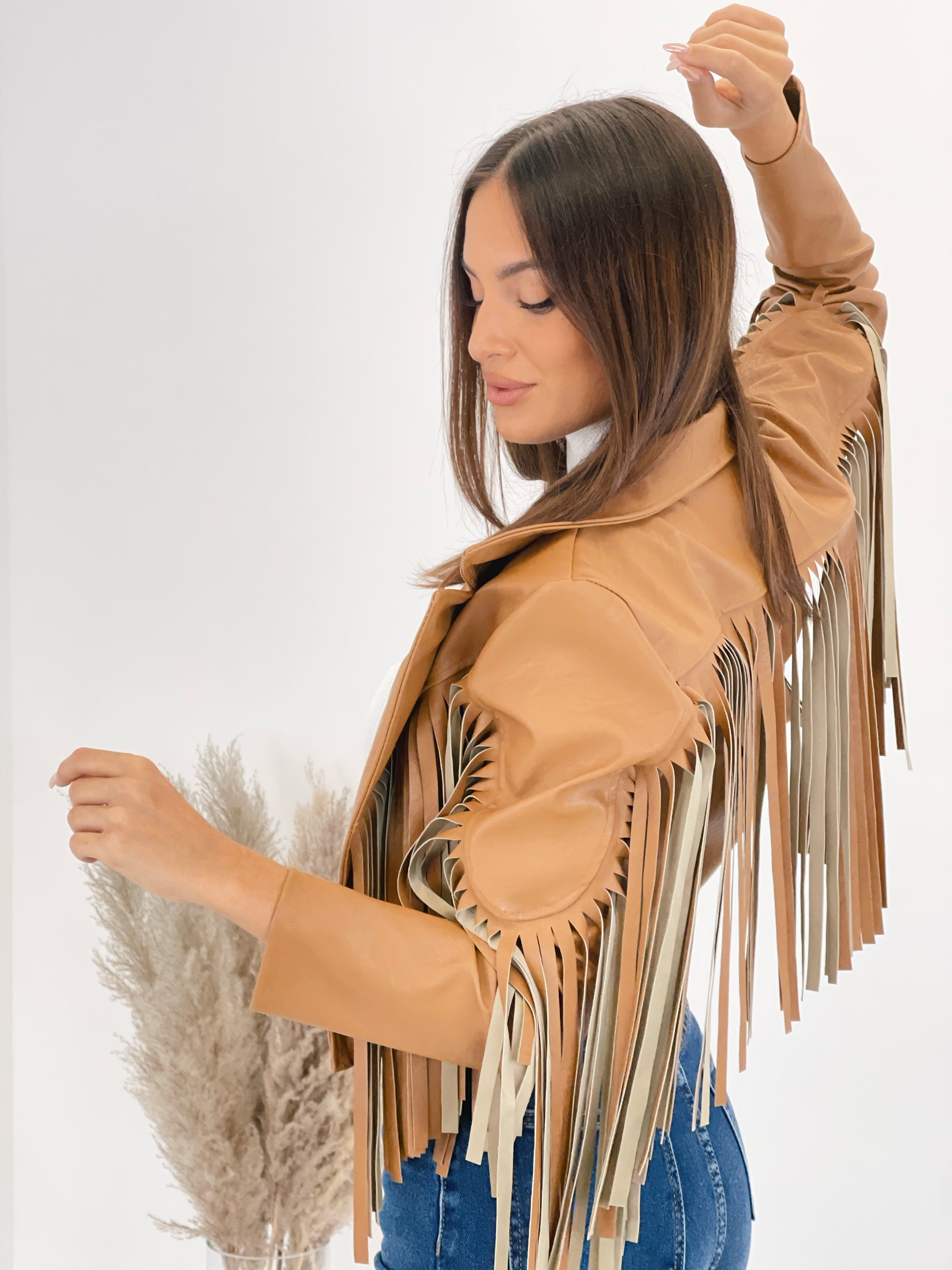 Chaqueta efecto piel con flecos - Zebra&Maduixa®