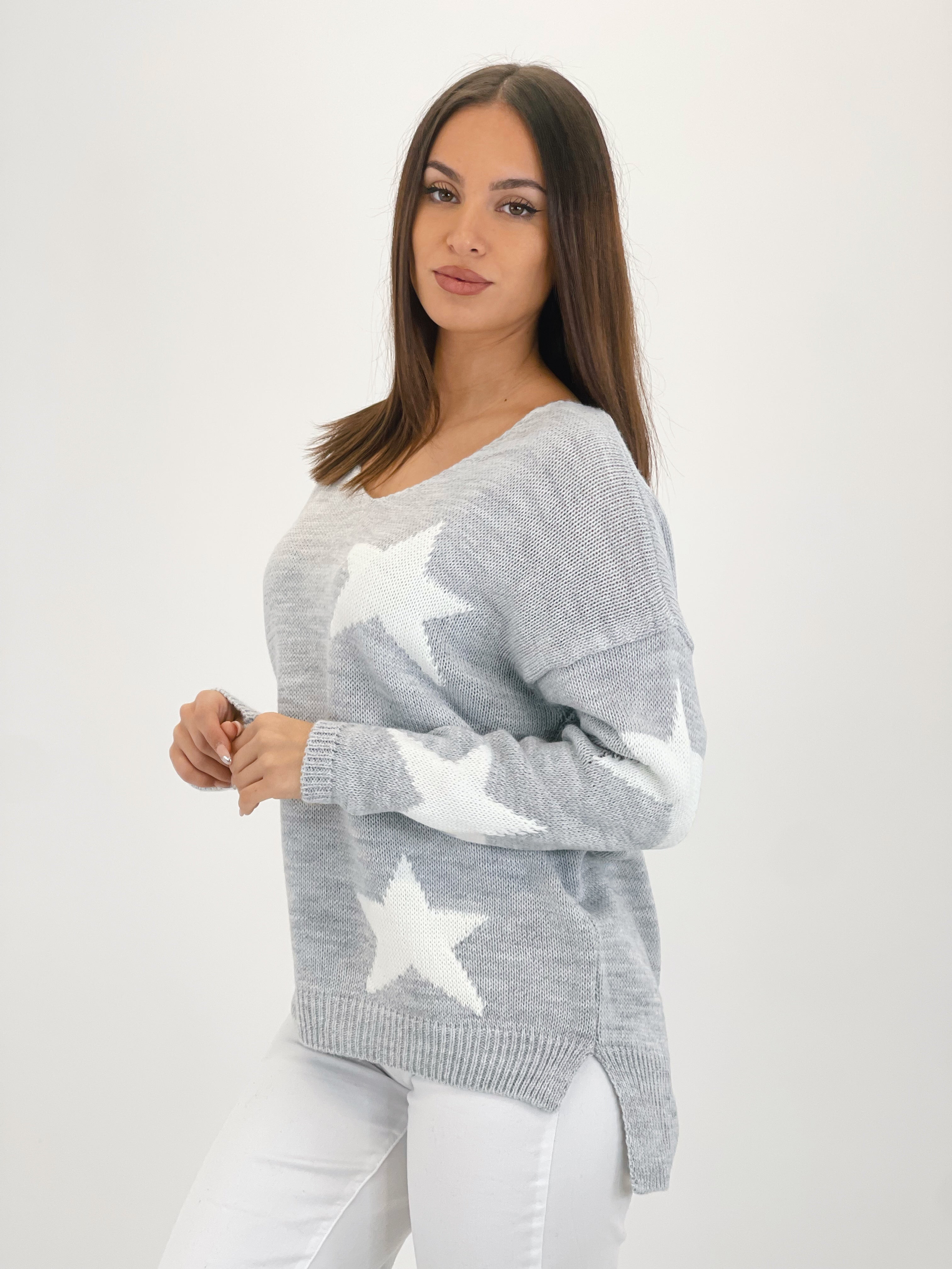 Jersey decote em V estrelas