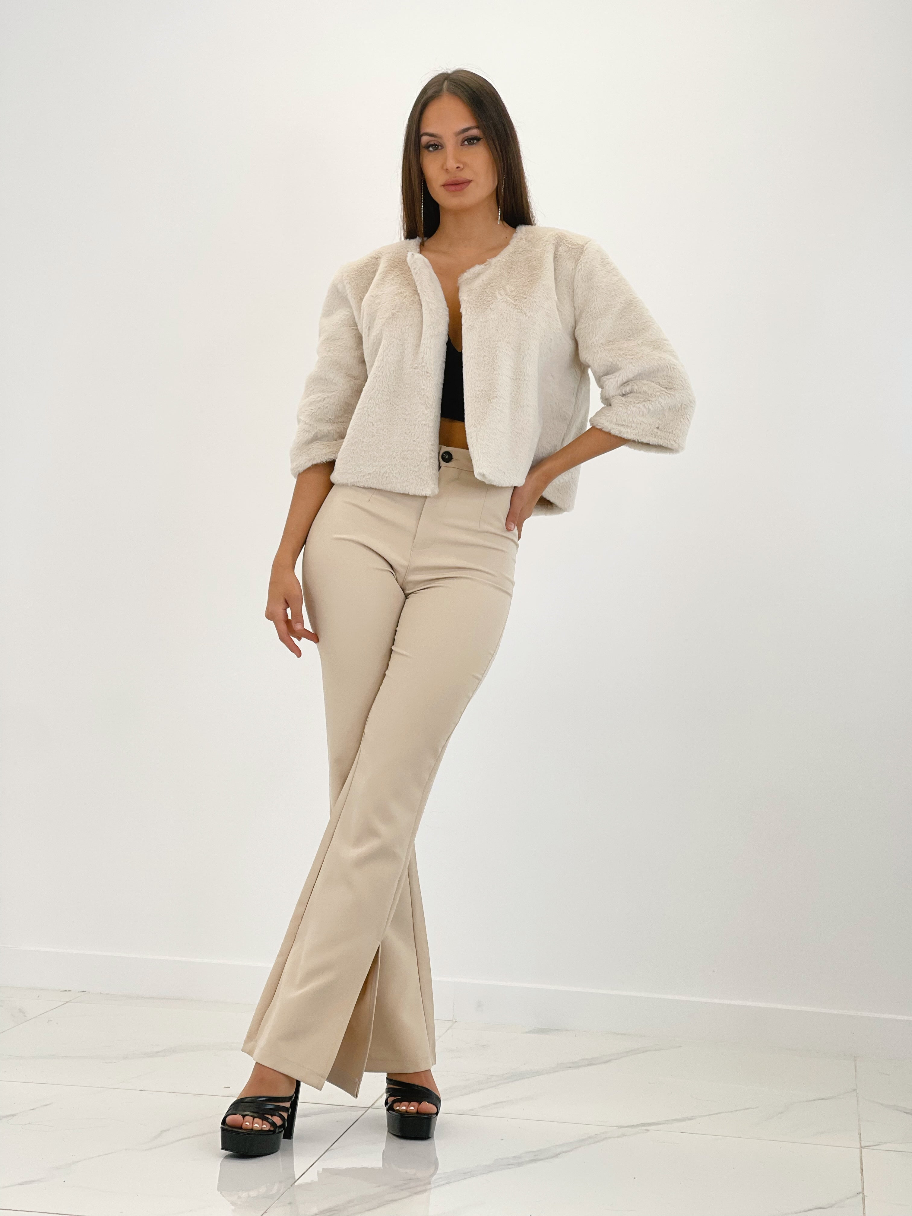 Chaqueta Cropped efecto pelo