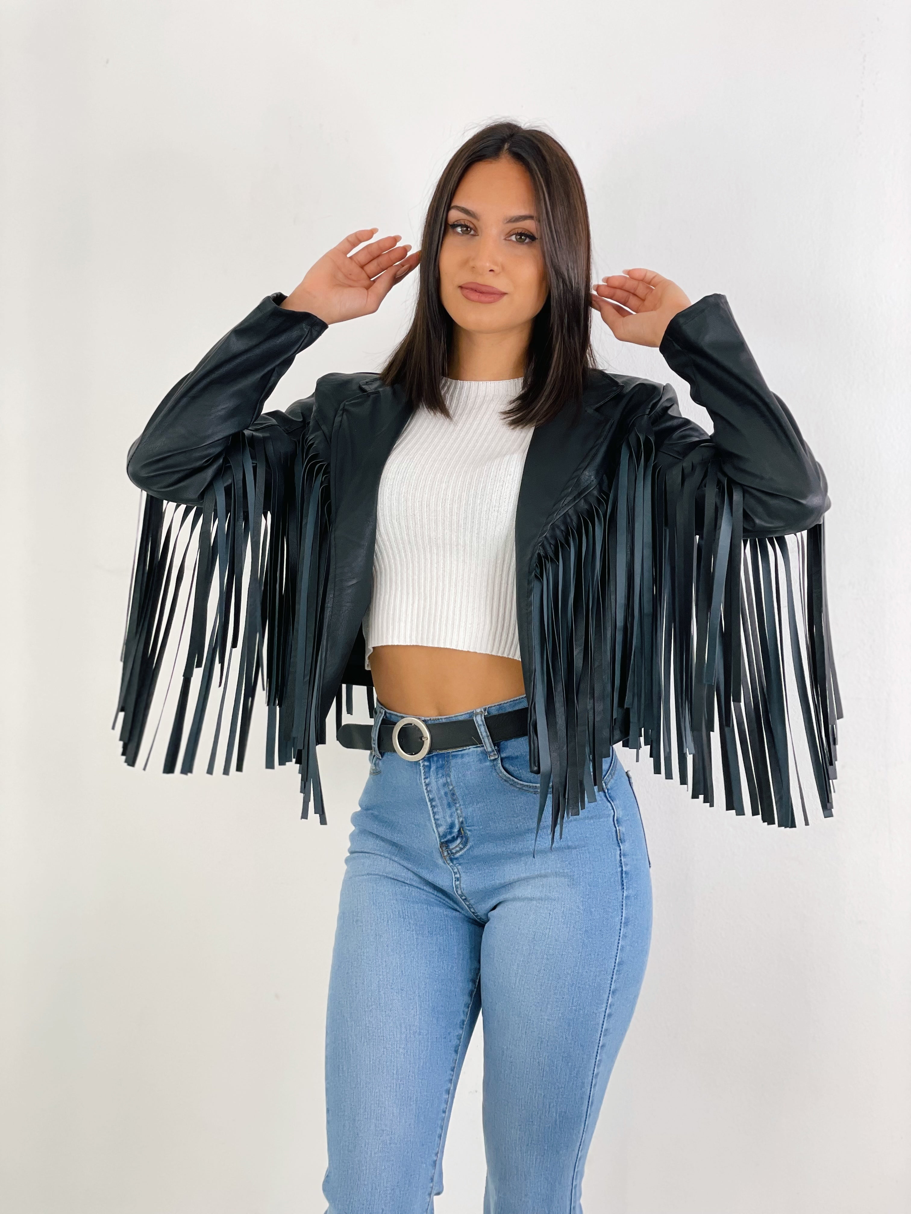 Chaqueta efecto piel con flecos - Zebra&Maduixa®