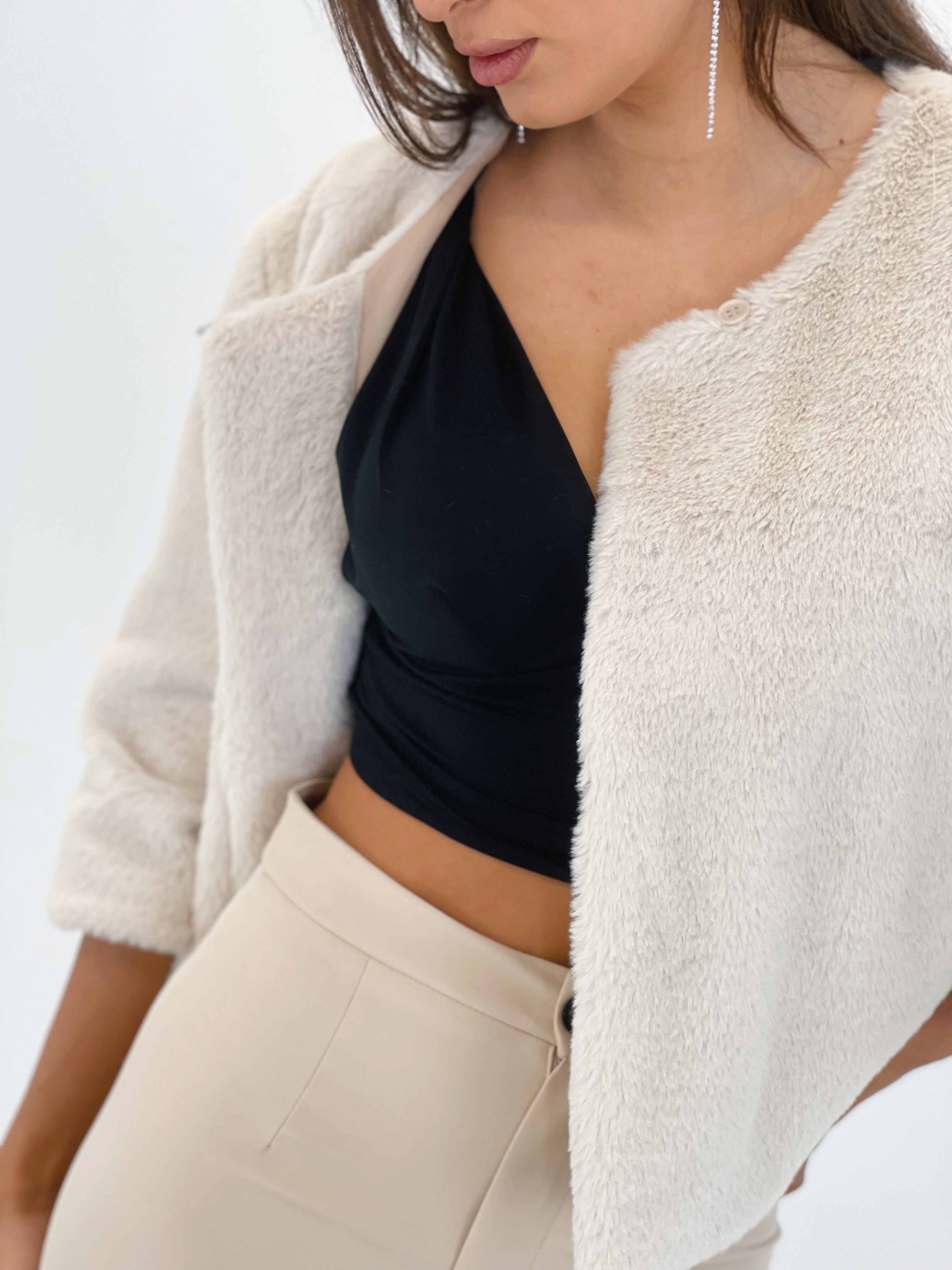 Chaqueta Cropped efecto pelo