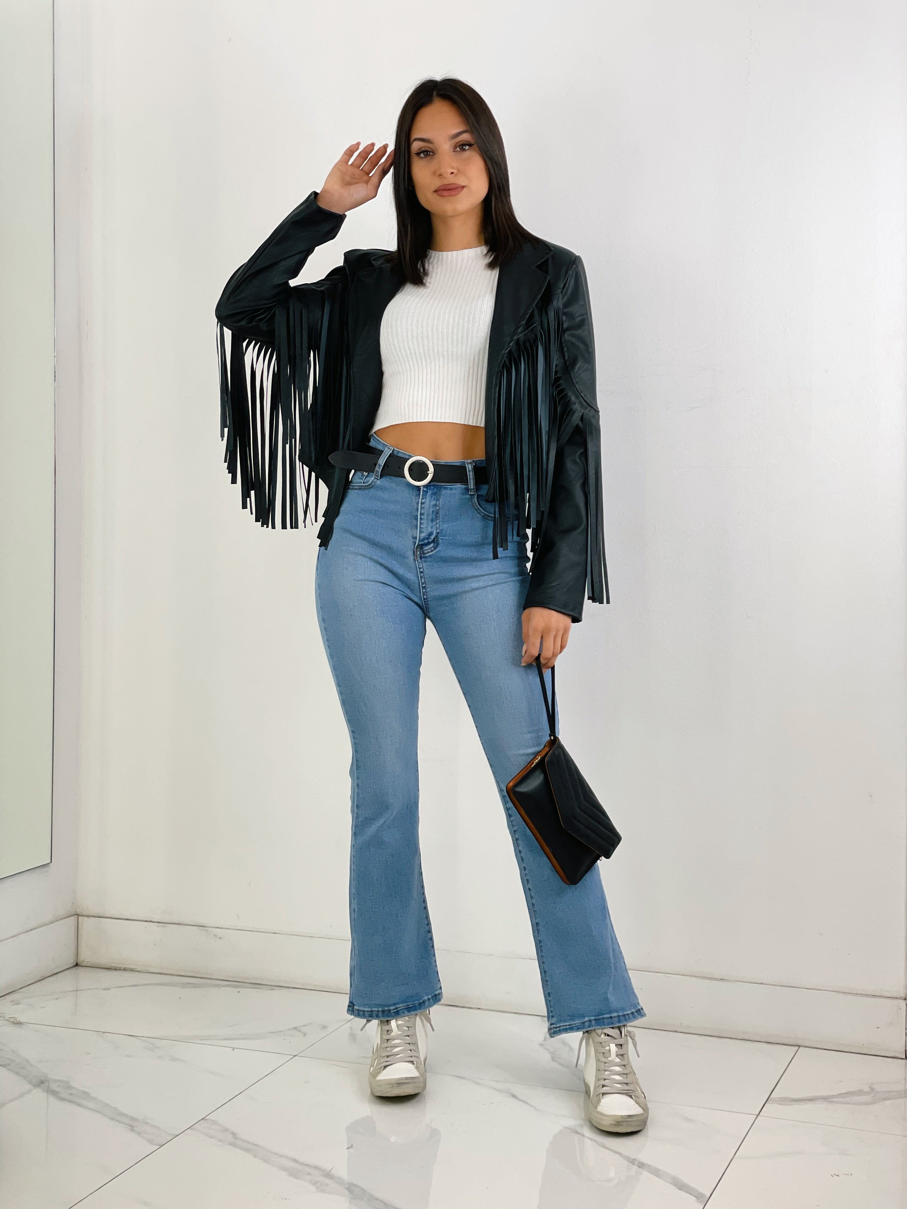 Chaqueta efecto piel con flecos - Zebra&Maduixa®