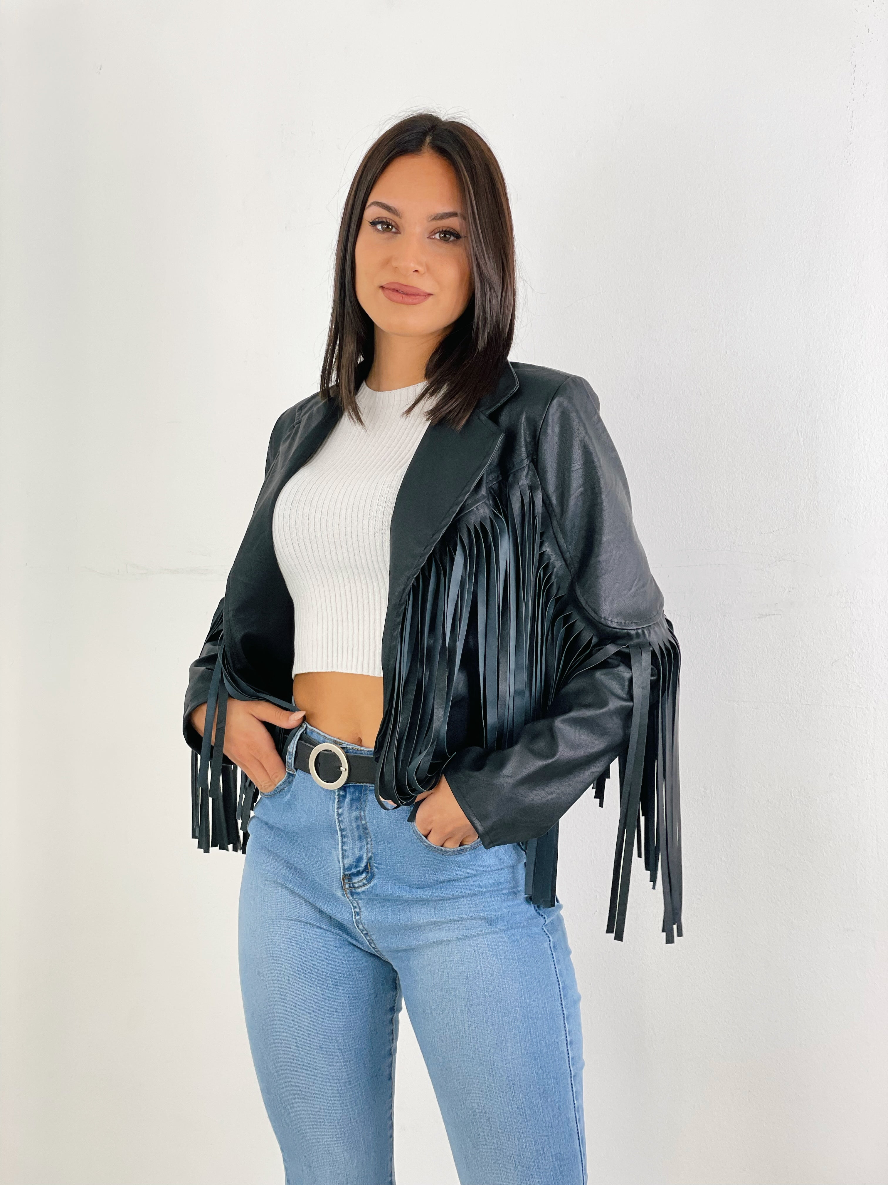 Chaqueta efecto piel con flecos - Zebra&Maduixa®